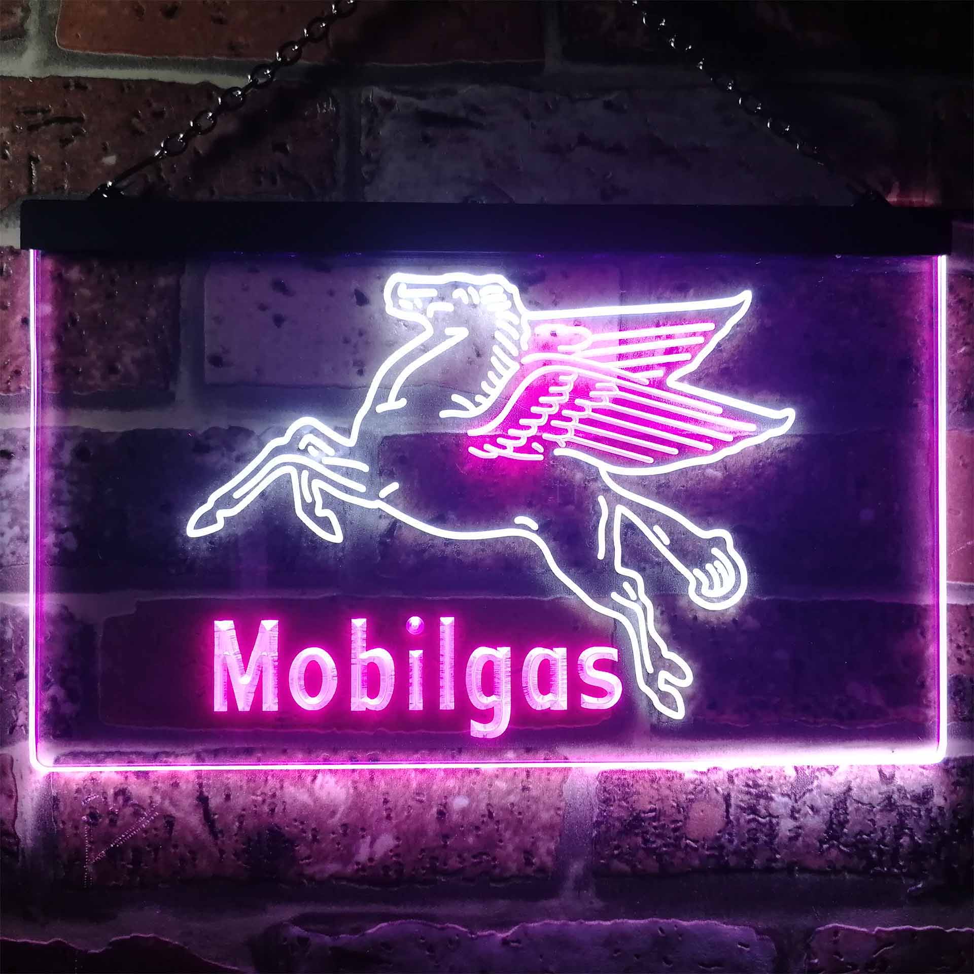 Mobil Gas Flying Horse Dual Color LED Neon Sign ProLedSign