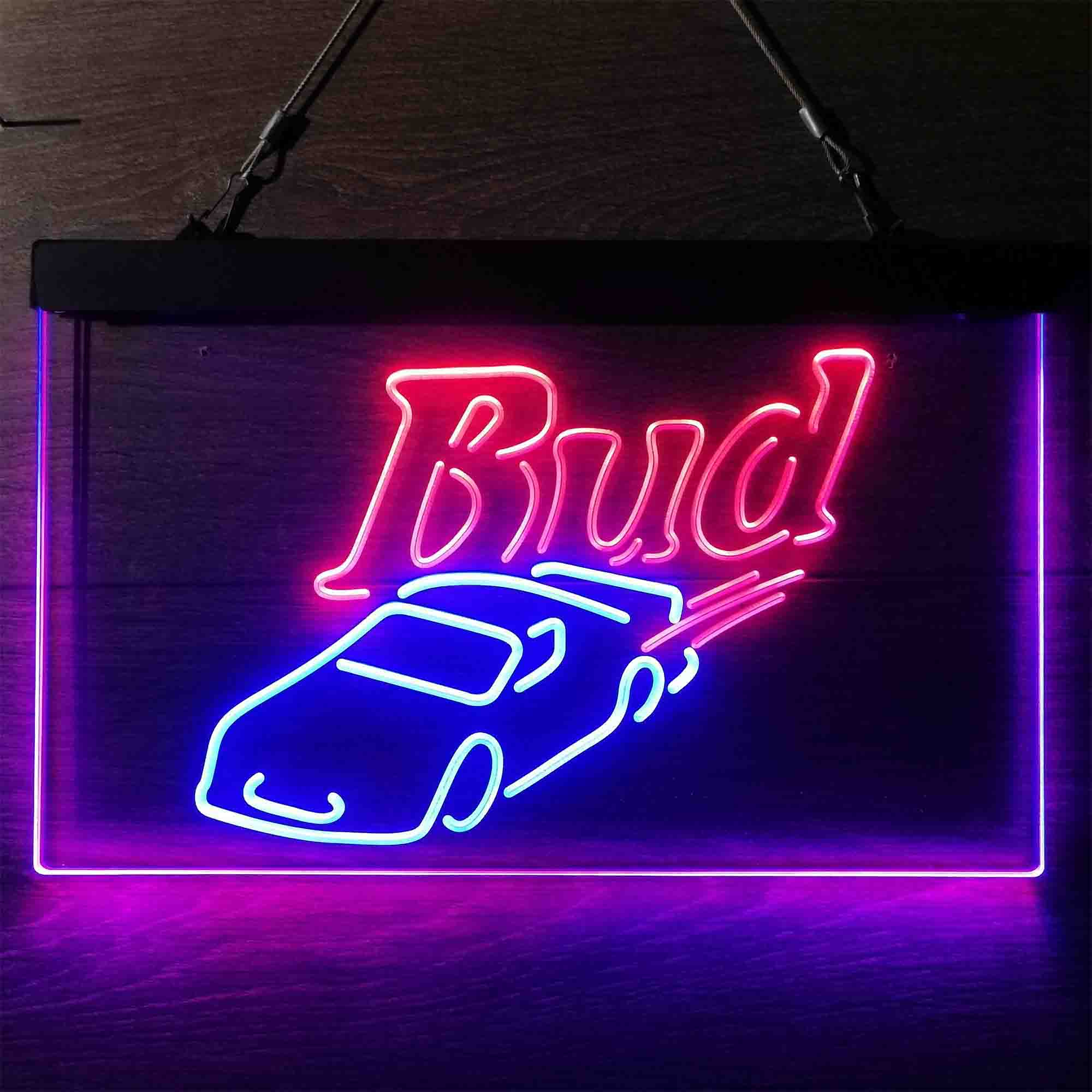 Bud Sport Racing Car Neon-Like LED Sign