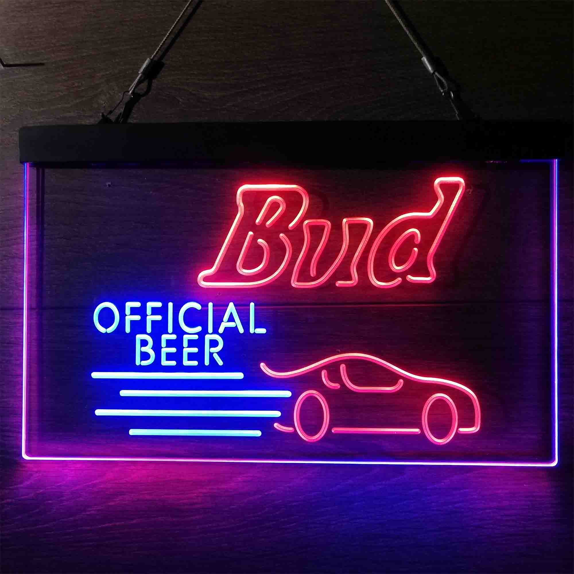 Bud Light Racing Car Official Beer Neon-Like LED Sign