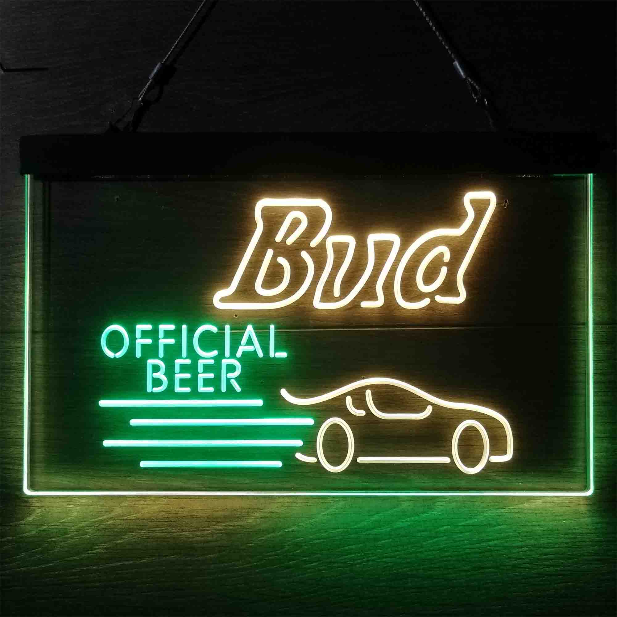 Bud Light Racing Car Official Beer Neon-Like LED Sign