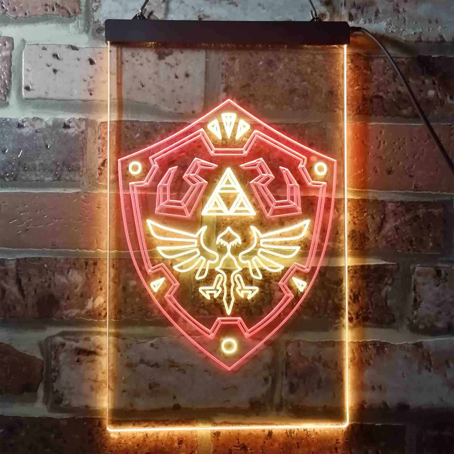 Legend of Zelda LED Sign Illuminated Gaming Room Decor Zelda Link Holding  Goddess Sword & Hylian Shield Zelda Gifts, Man Cave Light 