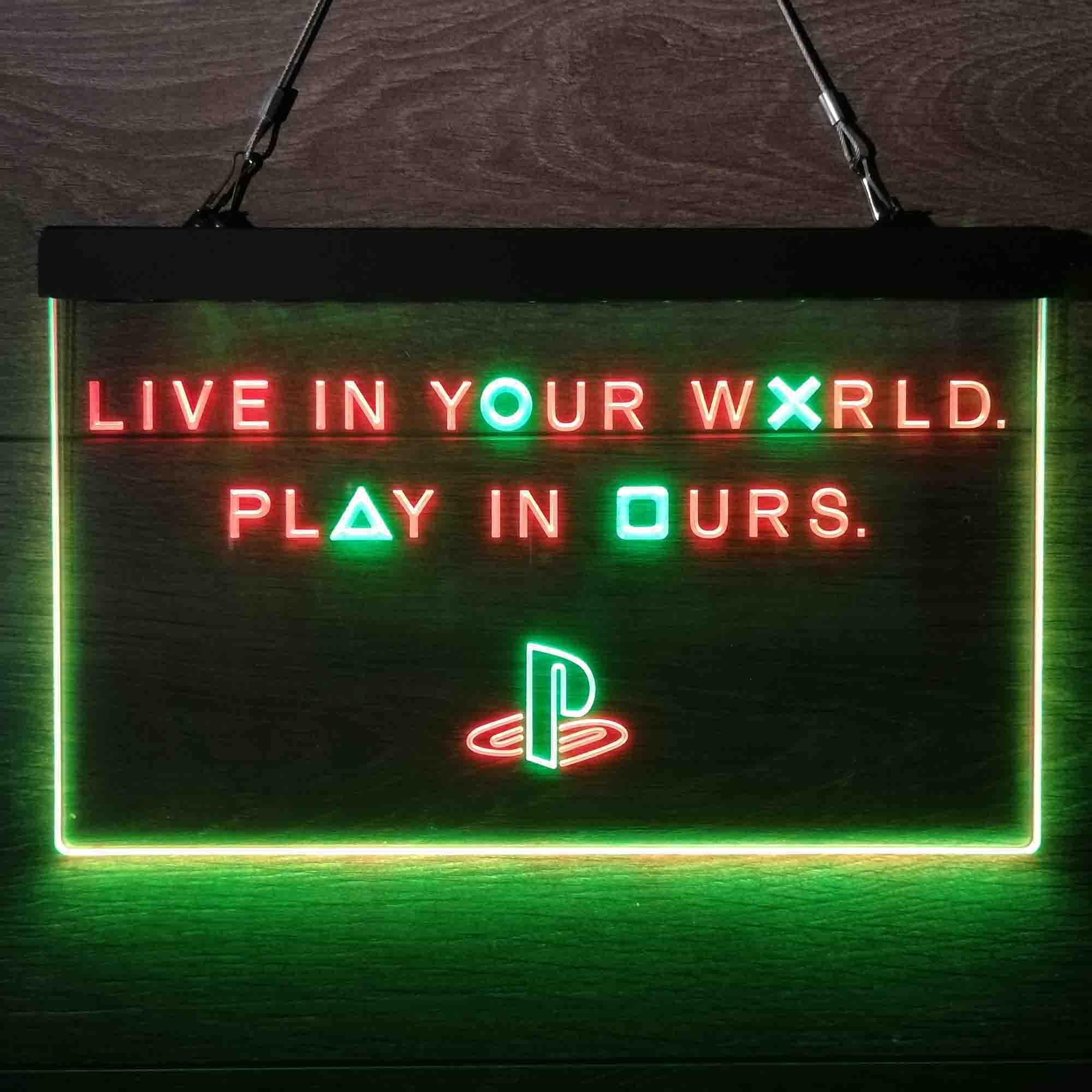 Playstation Play In Ours Game Room Neon-Like LED Sign