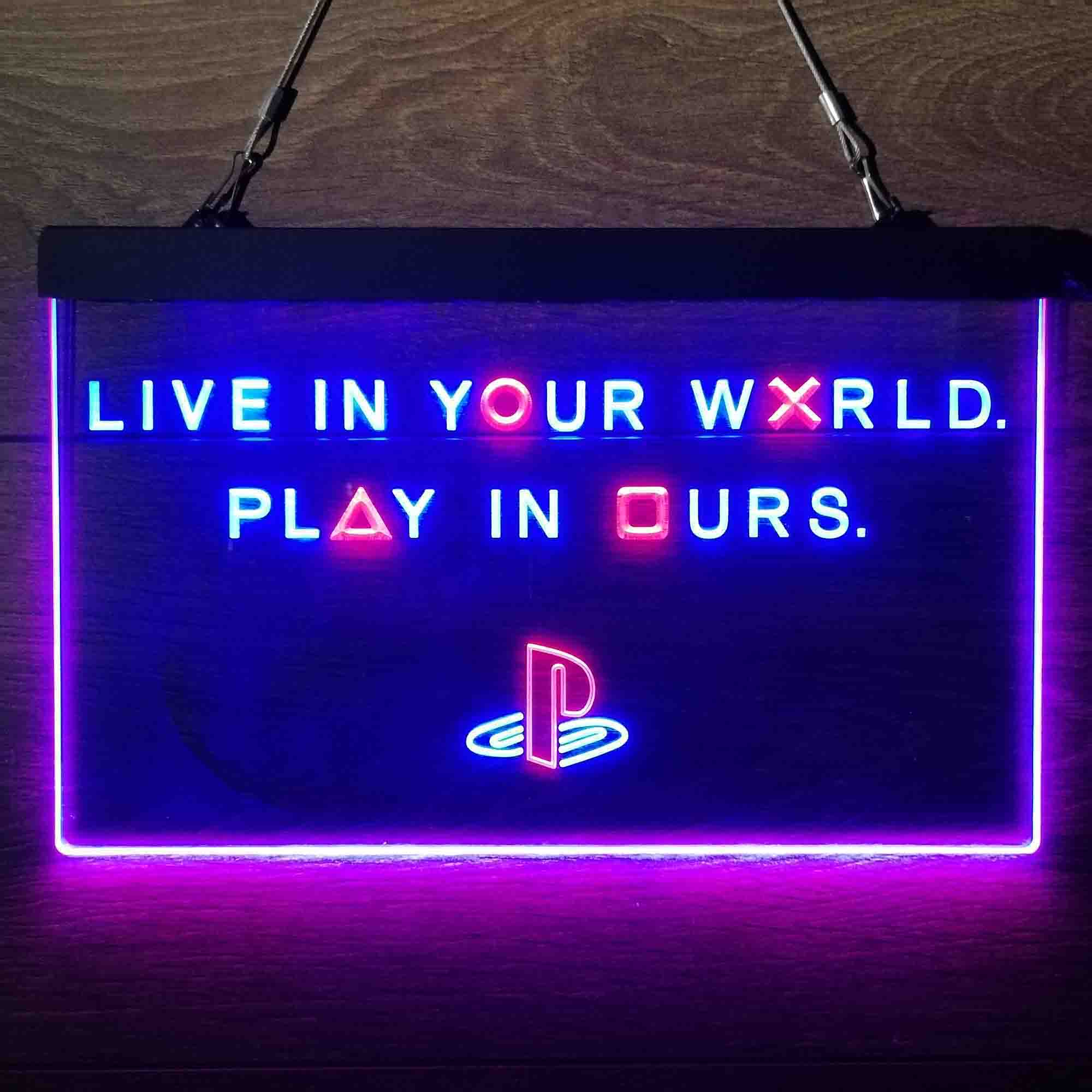 Playstation Play In Ours Game Room Neon-Like LED Sign