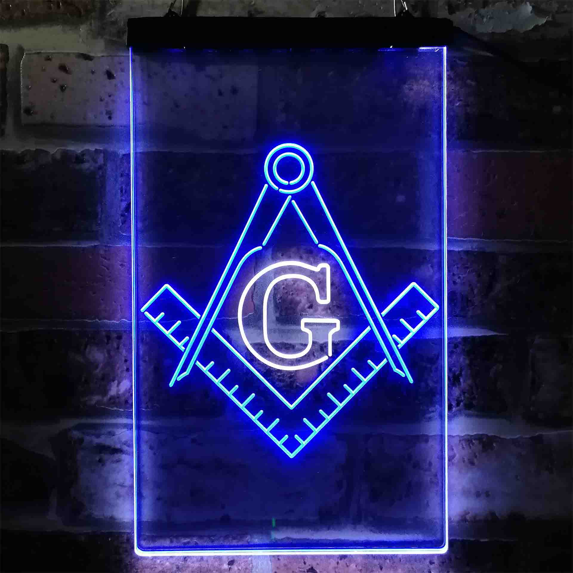 Masonic Freemasonry Emblem Badge Neon-Like LED Sign