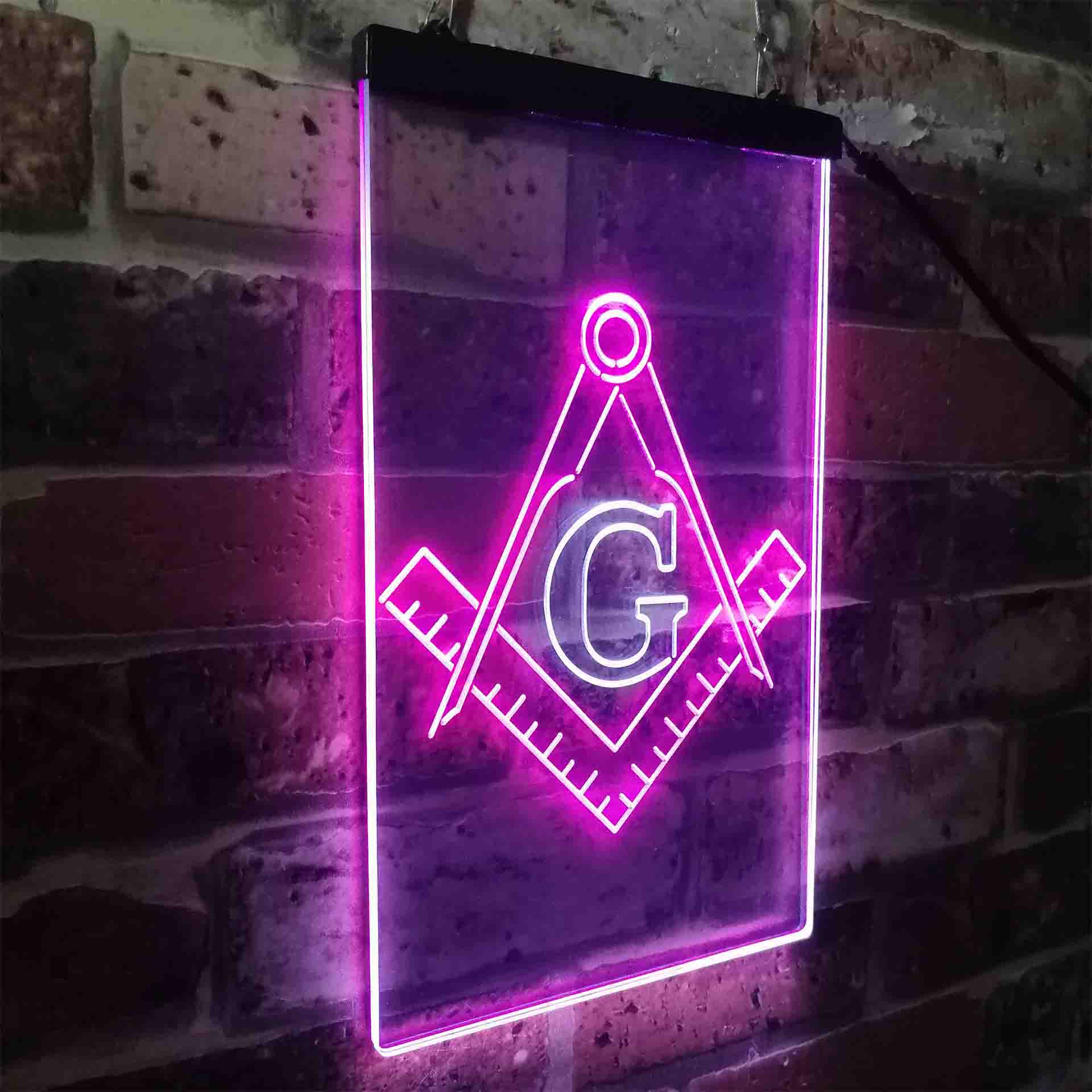 Masonic Freemasonry Emblem Badge Neon-Like LED Sign