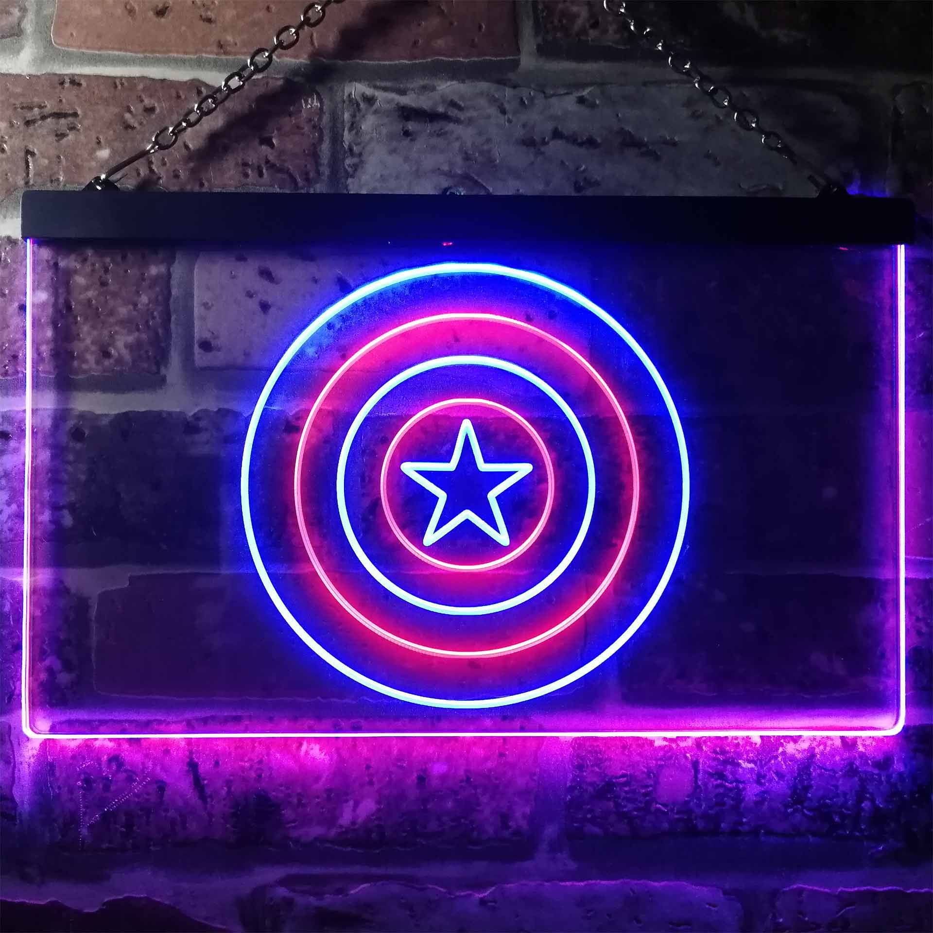 Captain America Shield Dual Color LED Neon Sign ProLedSign