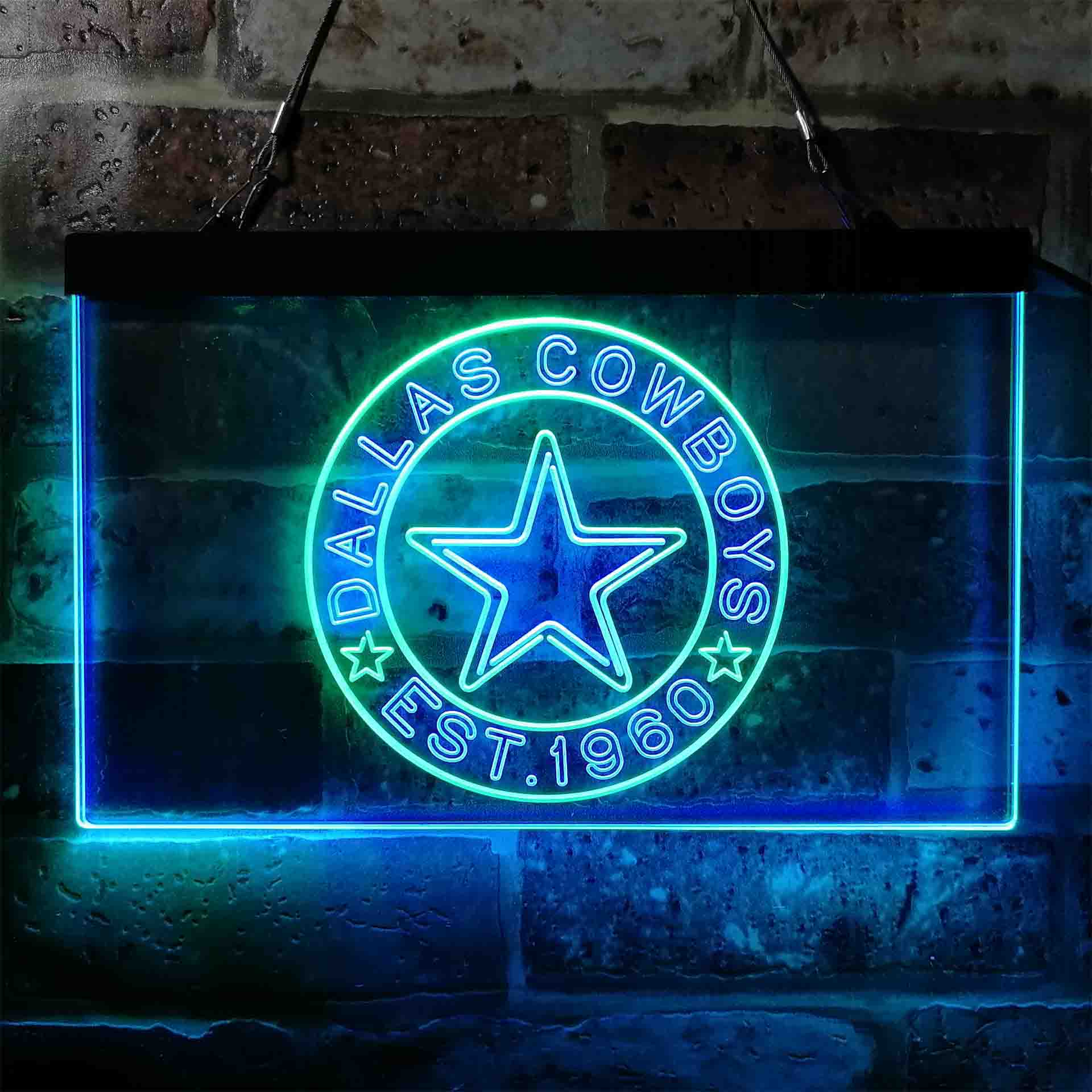 Personalized Dallas Cowboys NFL Custom Your Sport Team Cowboys Est. 1960 Dual Color LED Neon Sign ProLedSign