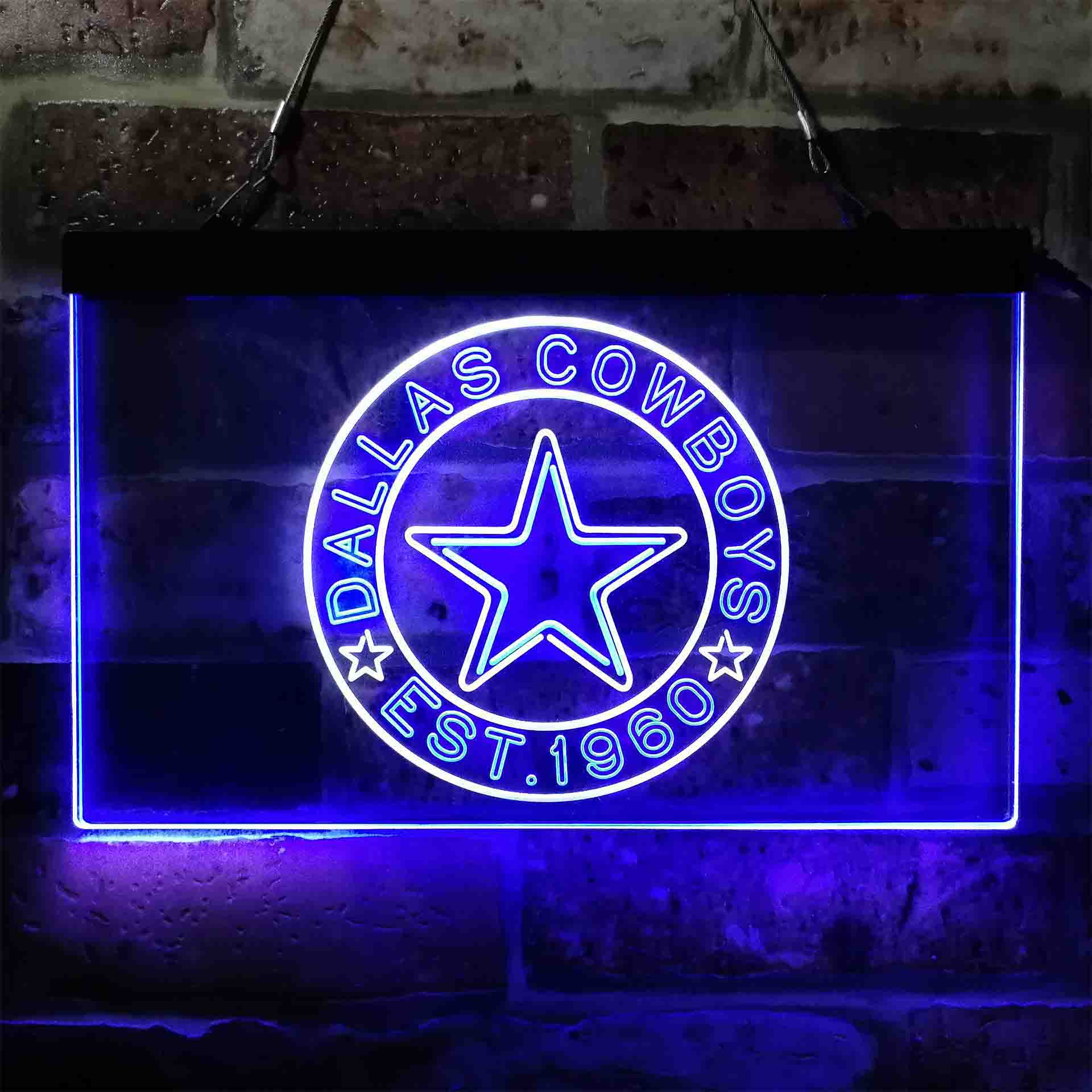 Personalized Dallas Cowboys NFL Custom Your Sport Team Cowboys Est. 1960 Dual Color LED Neon Sign ProLedSign
