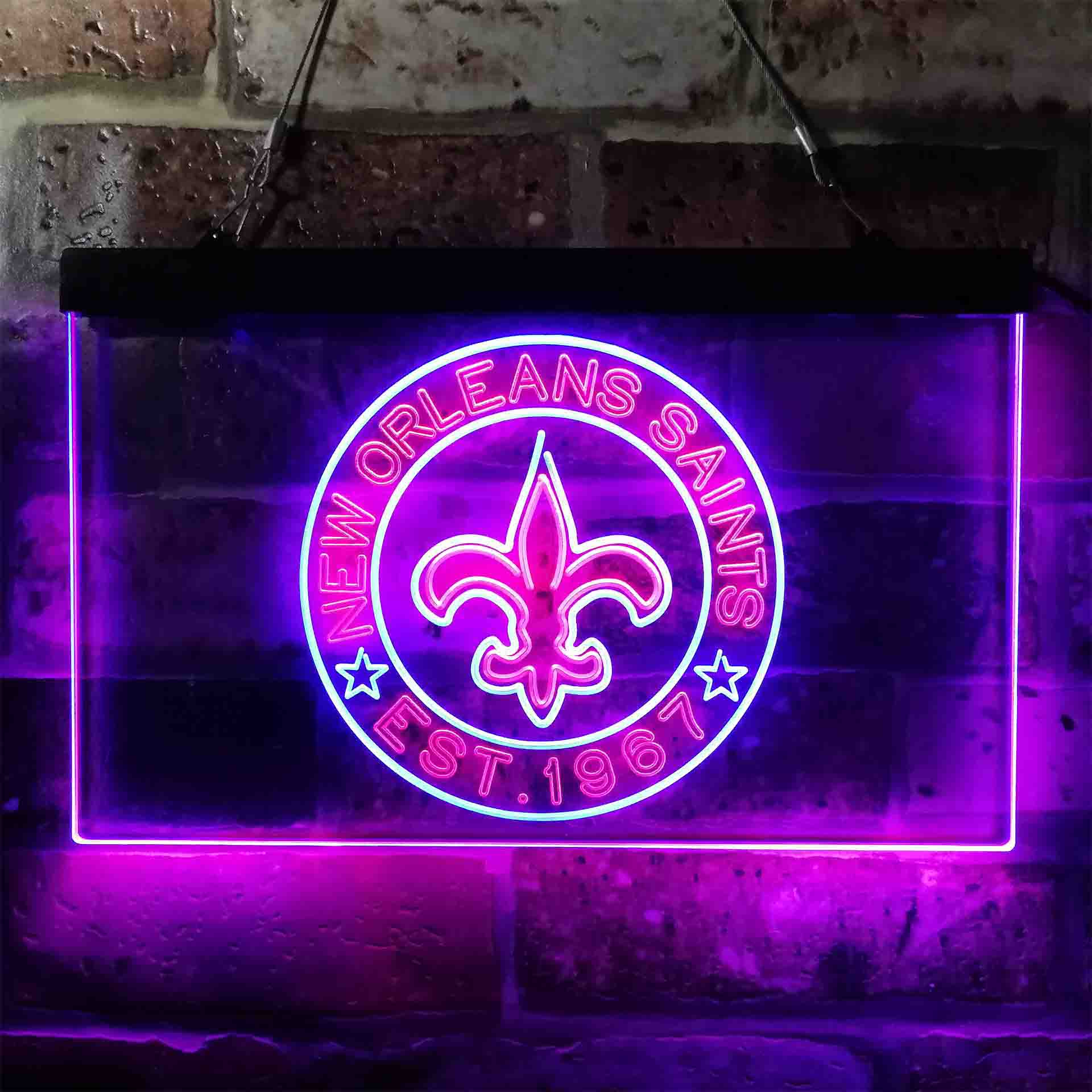 Personalized Custom Your Sport Team Saints Est. 1967 Dual Color LED Neon Sign ProLedSign