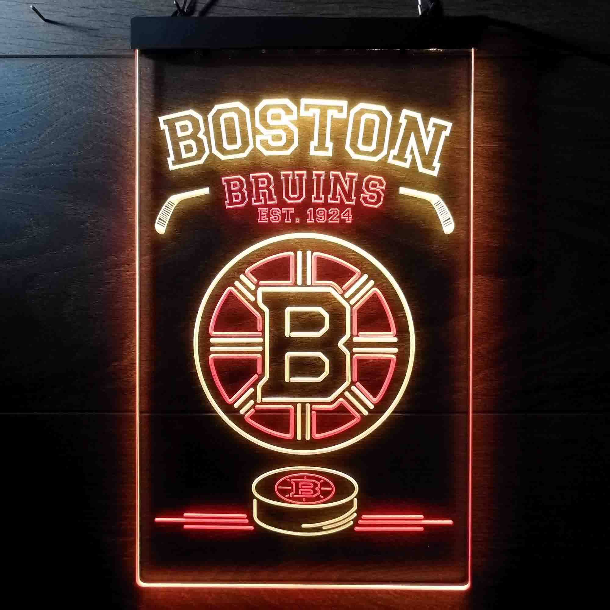 Personalized Custom Your Sport Team Boston Bruins Est. 1996 Dual Color LED Neon Sign ProLedSign