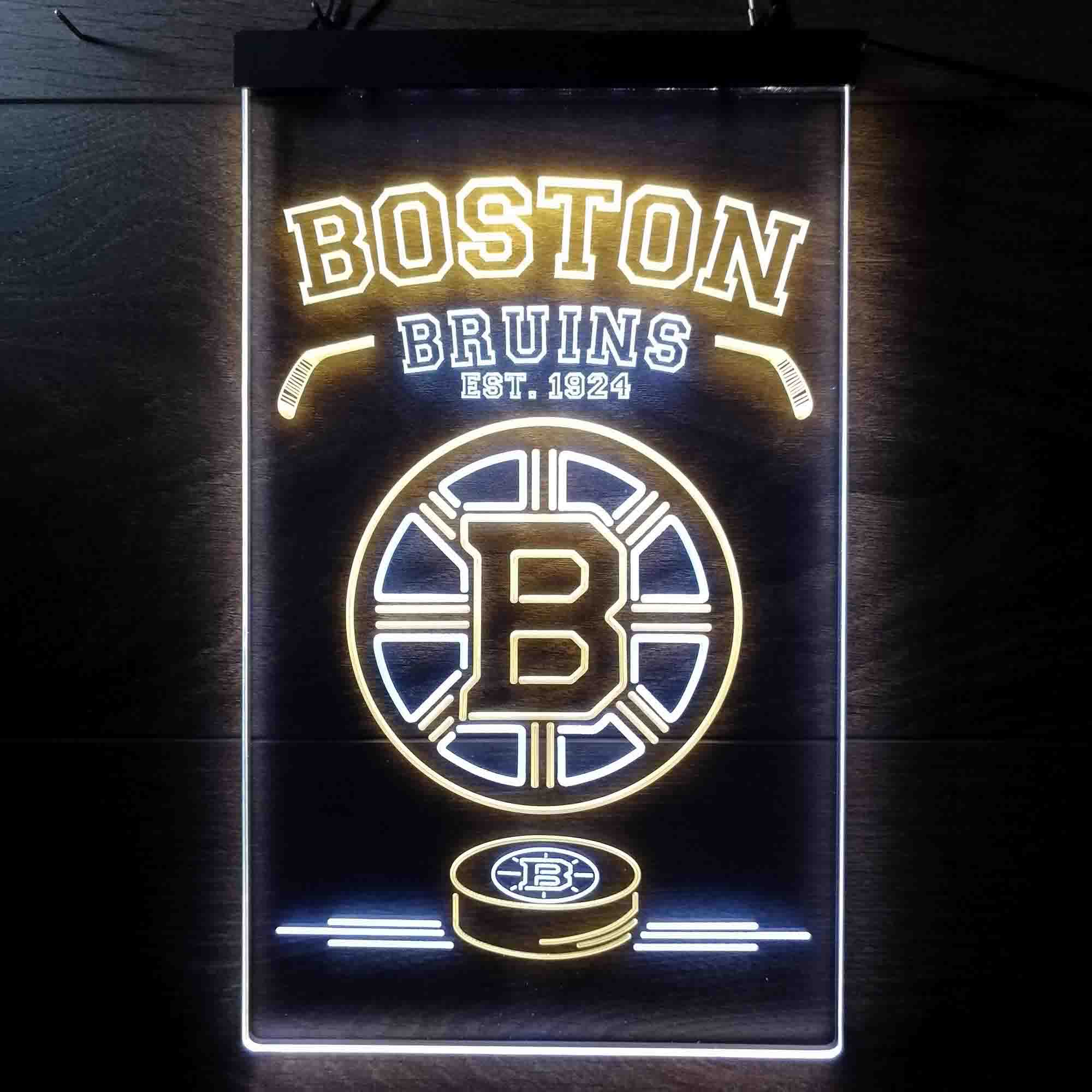 Personalized Custom Your Sport Team Boston Bruins Est. 1996 Dual Color LED Neon Sign ProLedSign