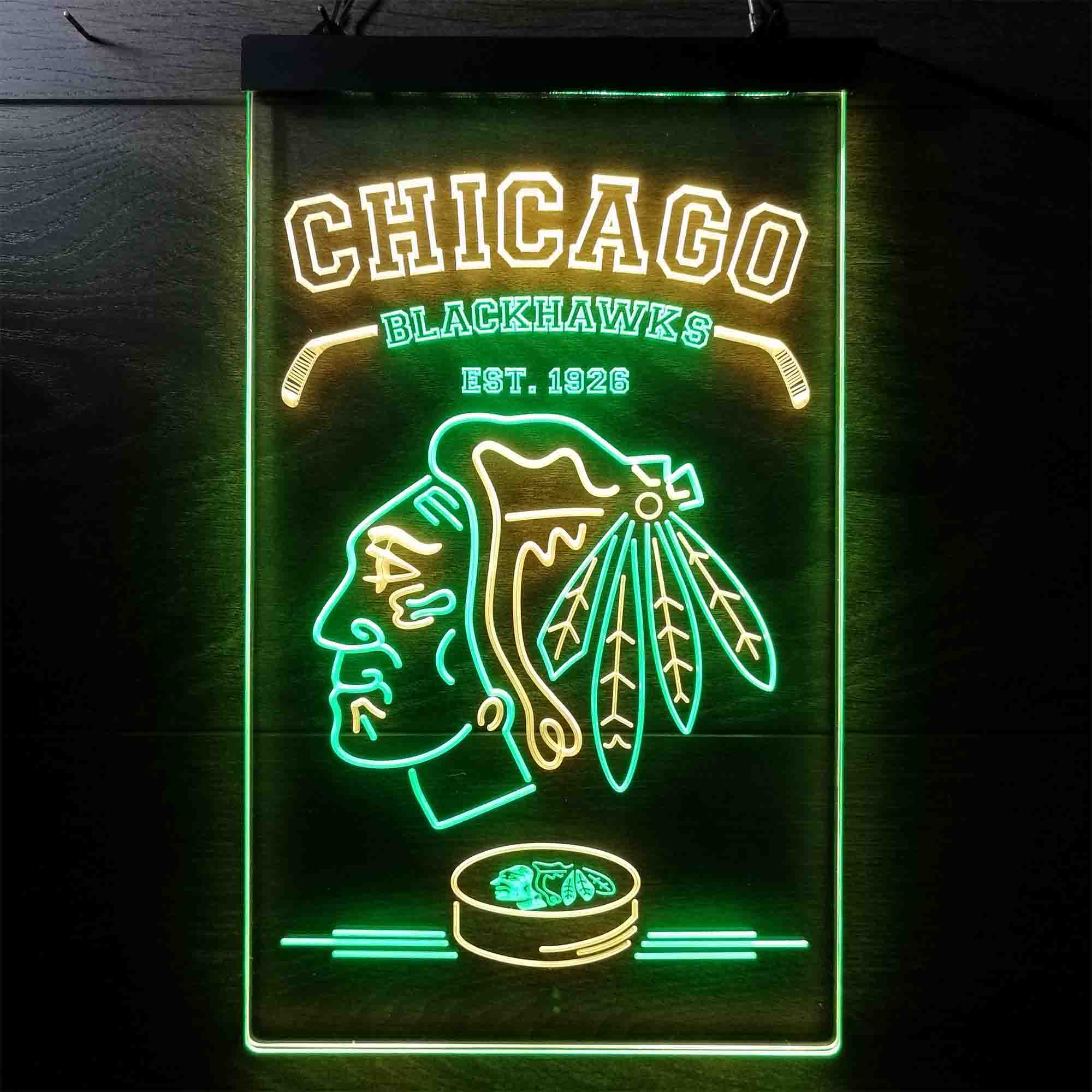Custom Chicago Blackhawks Est. 1926 NHL Neon-Like LED Sign