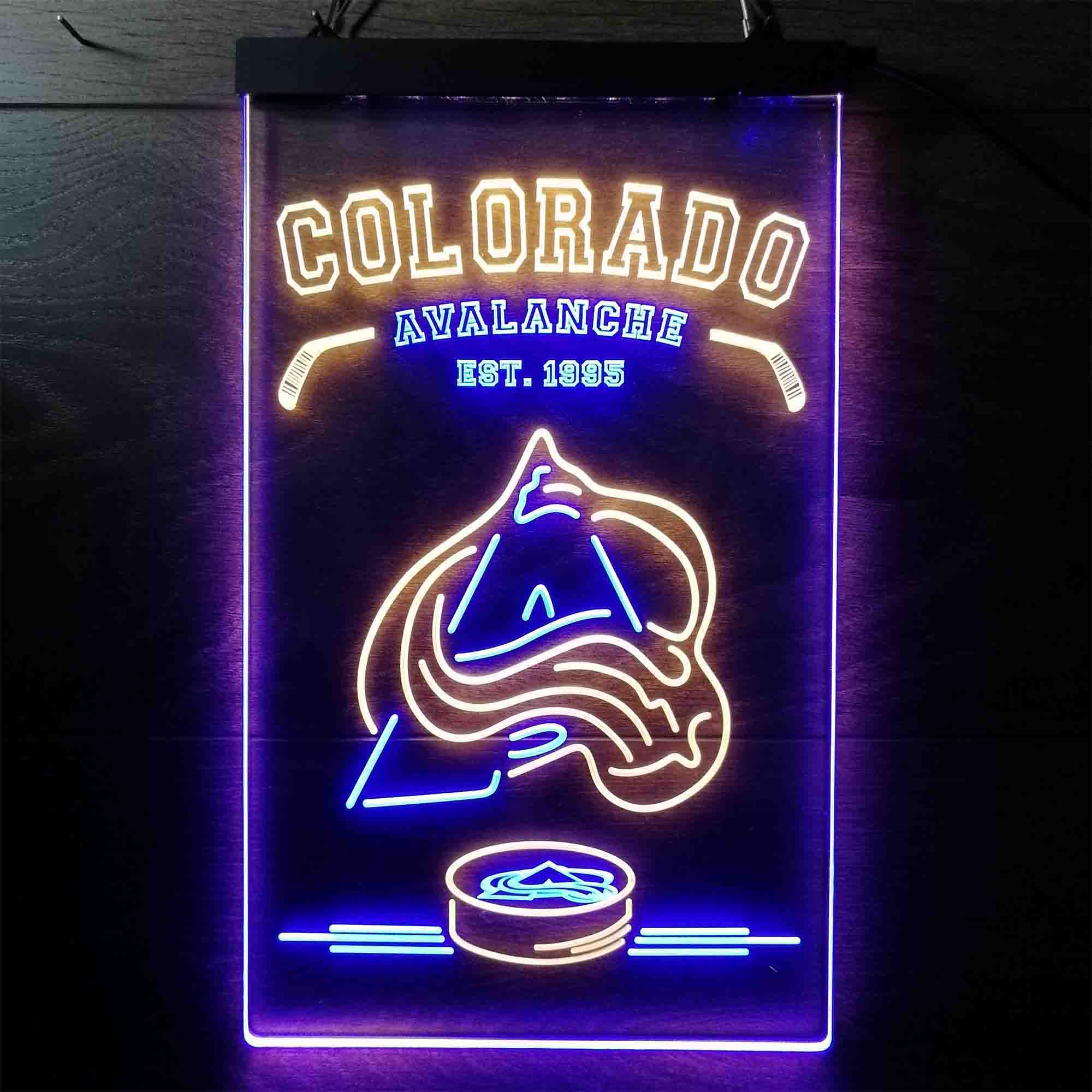 Personalized Custom Your Sport Team Avalanche Est. 1995 Dual Color LED Neon Sign ProLedSign