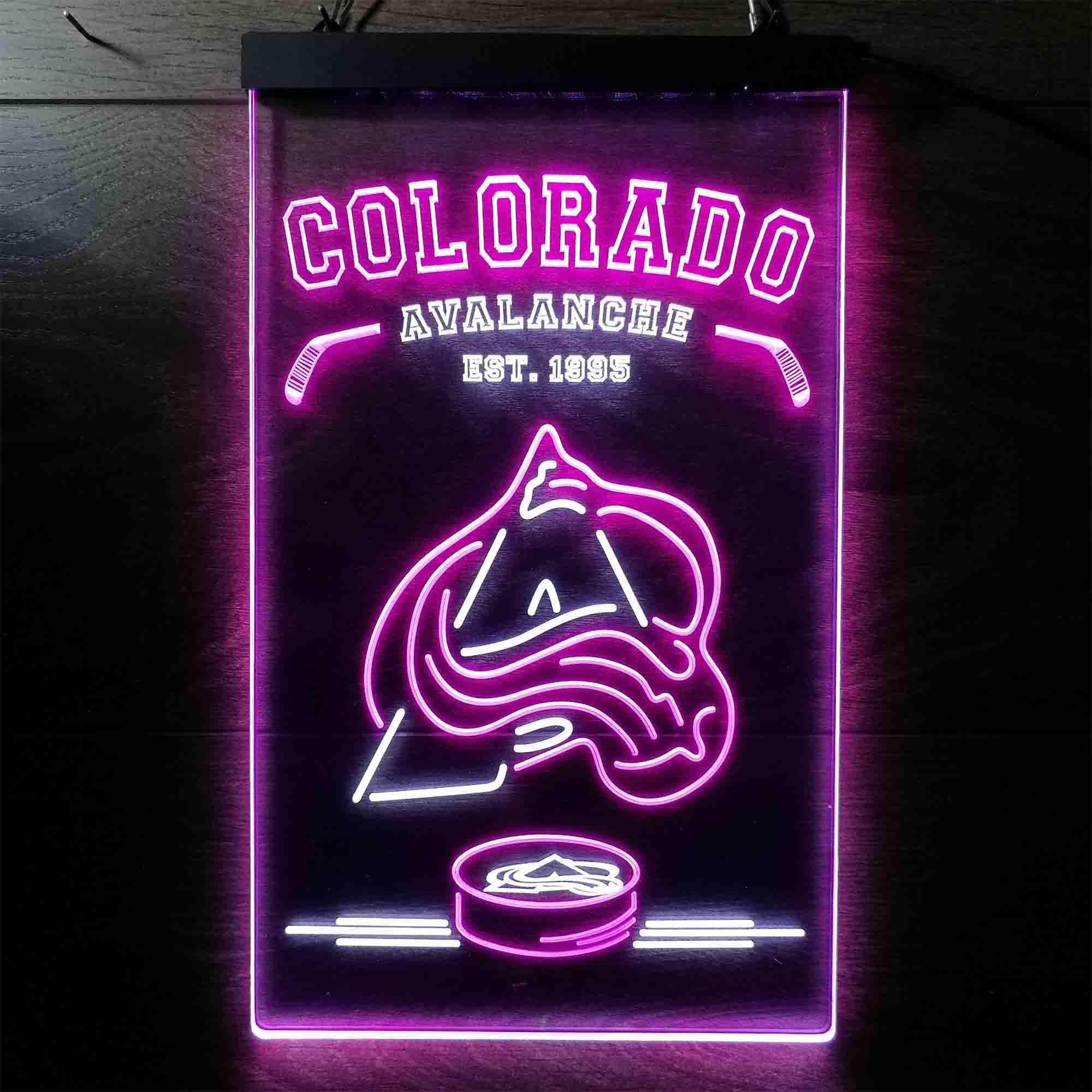 Personalized Custom Your Sport Team Avalanche Est. 1995 Dual Color LED Neon Sign ProLedSign