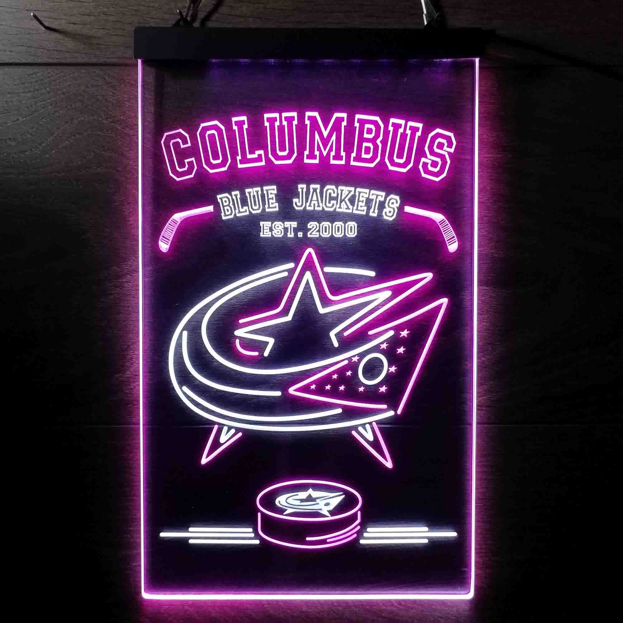 Custom Columbus Blue Jackets Est. 2000 NHL Neon-Like LED Sign - Father's Day Gift - ProLedSign