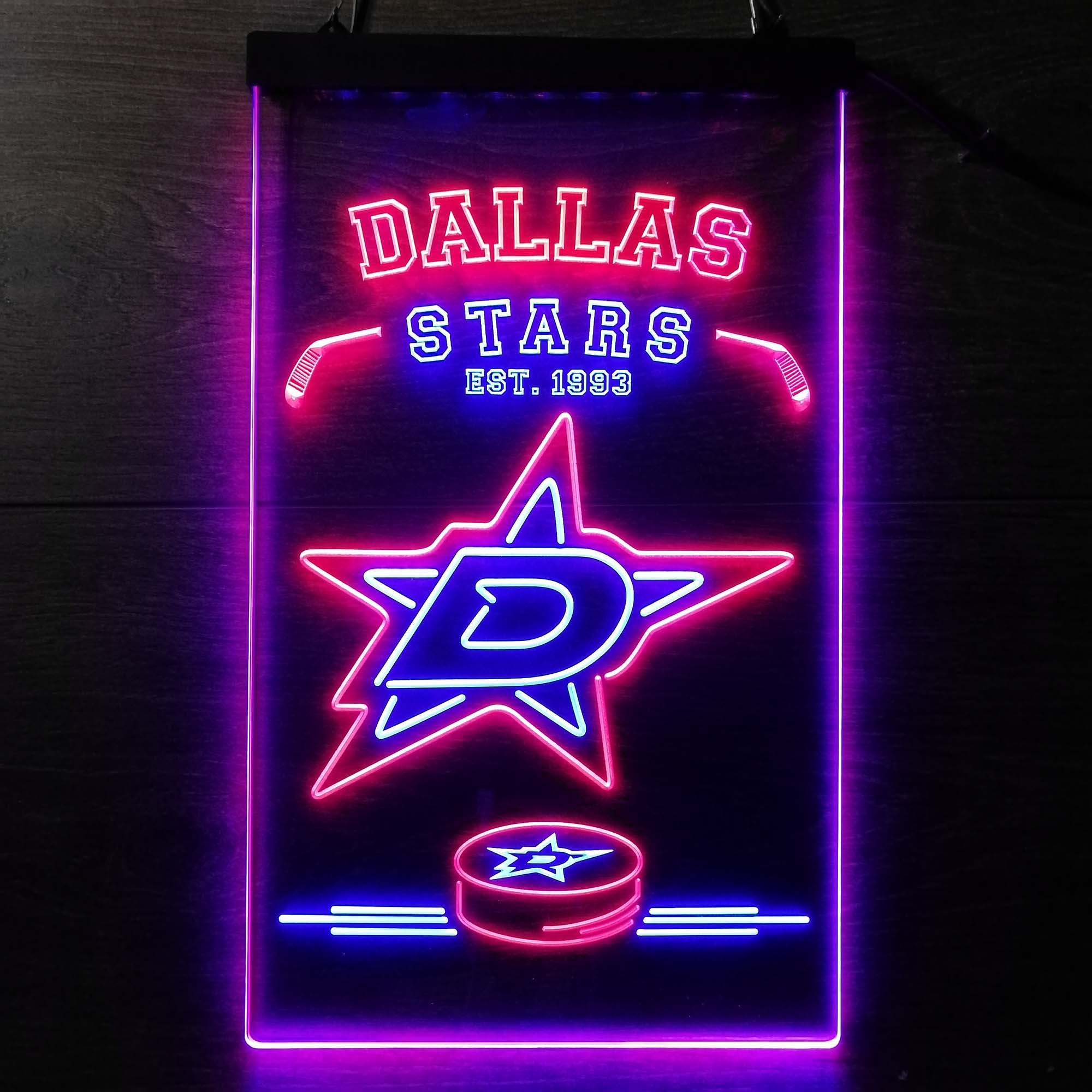 Personalized Dallas Stars Est 1993 Dual Color LED Neon Sign ProLedSign
