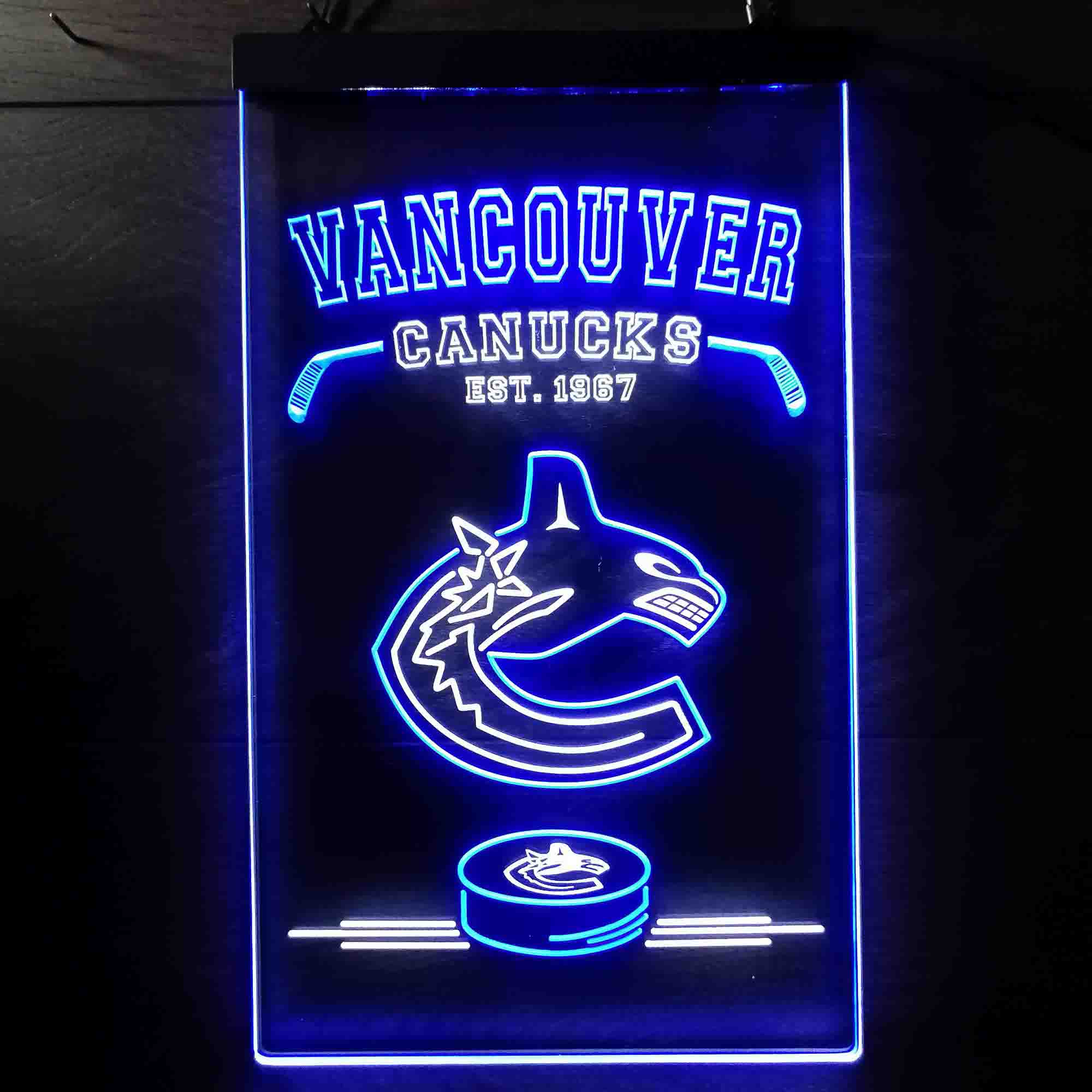 Personalized Custom Your Sport Team Vancouver Canucks Est. 1967 Dual Color LED Neon Sign ProLedSign