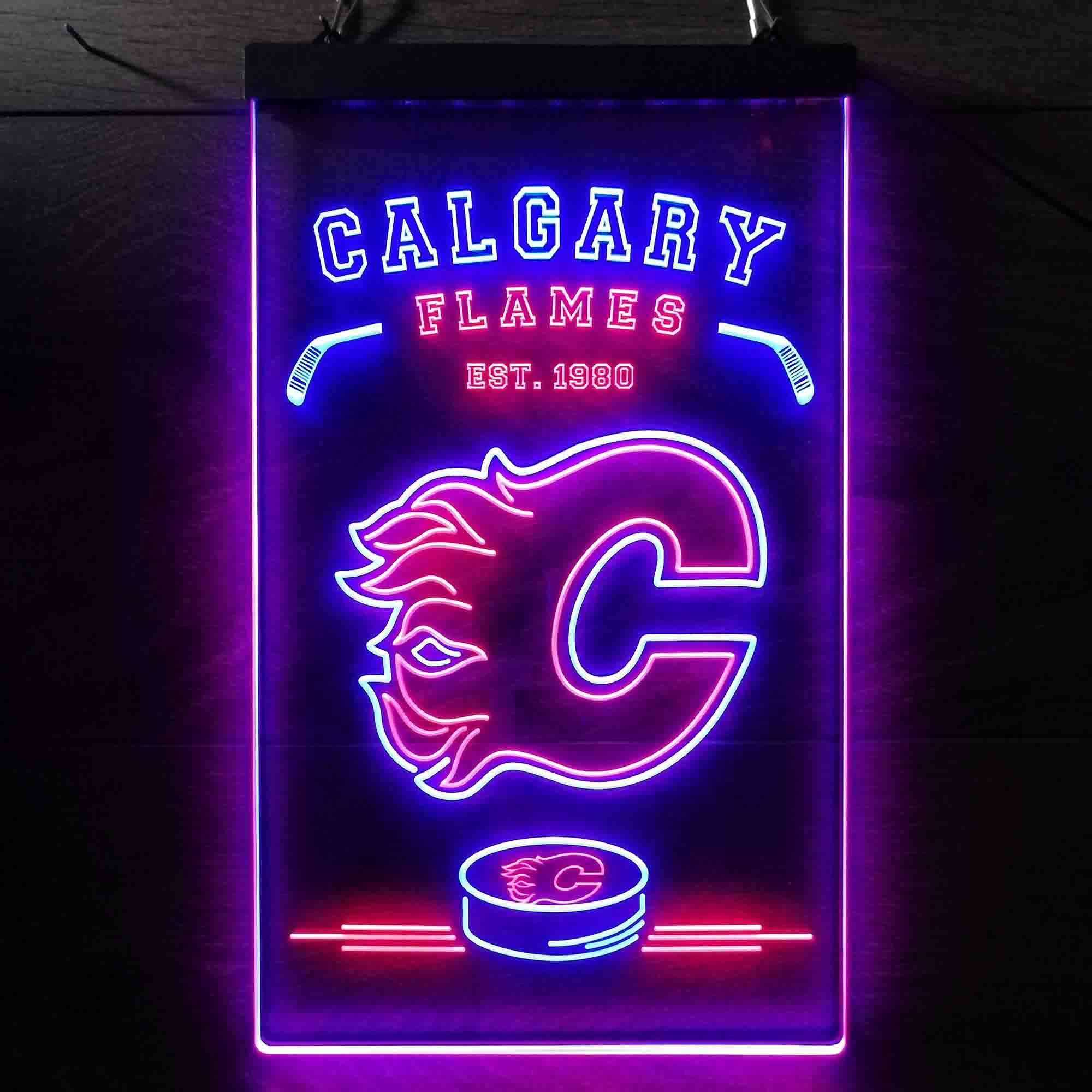 Custom Calgary Flames Est. 1980 NHL Neon-Like LED Sign - Father's Day Gift - ProLedSign