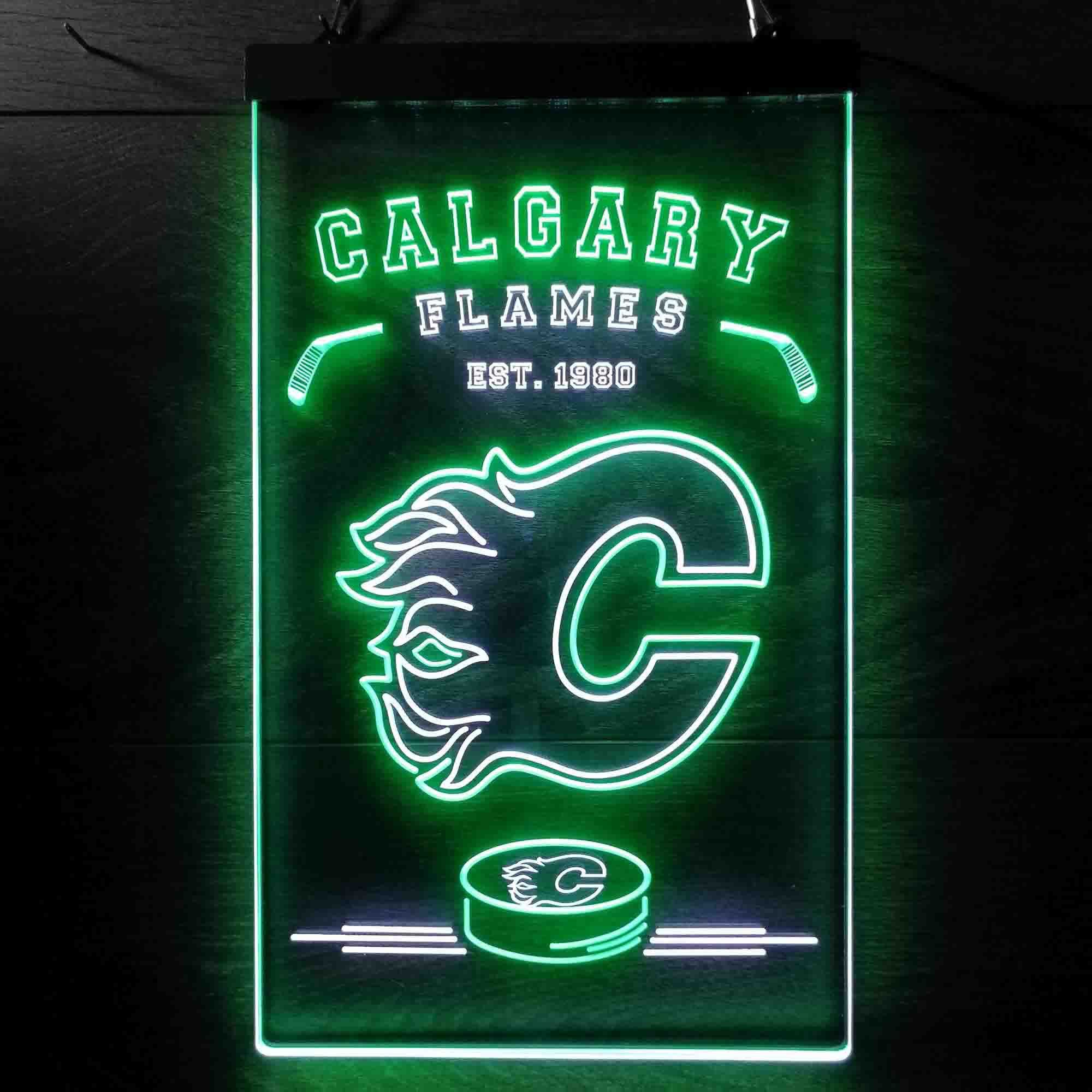 Custom Calgary Flames Est. 1980 NHL Neon-Like LED Sign - Father's Day Gift - ProLedSign