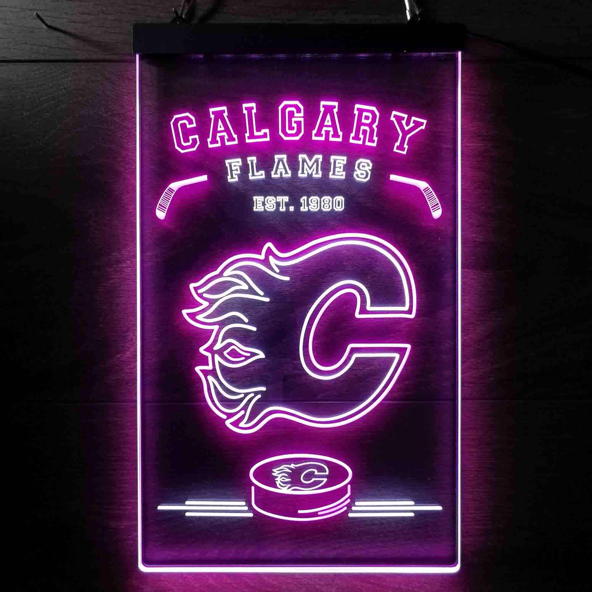 Custom Calgary Flames Est. 1980 NHL Neon-Like LED Sign