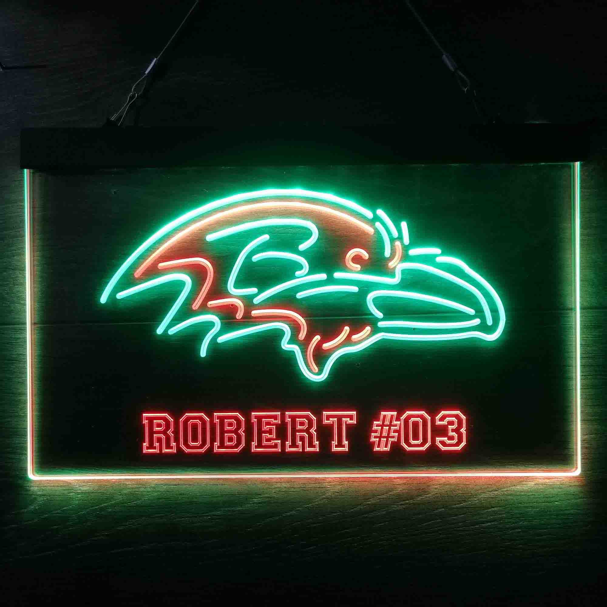 Personalized Baltimore Ravens Team Number Neon-Like LED Sign - ProLedSign