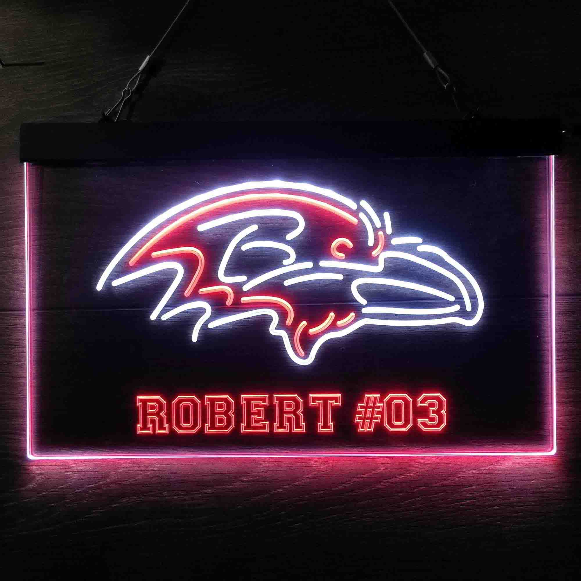 Personalized Baltimore Ravens Team Number Neon-Like LED Sign