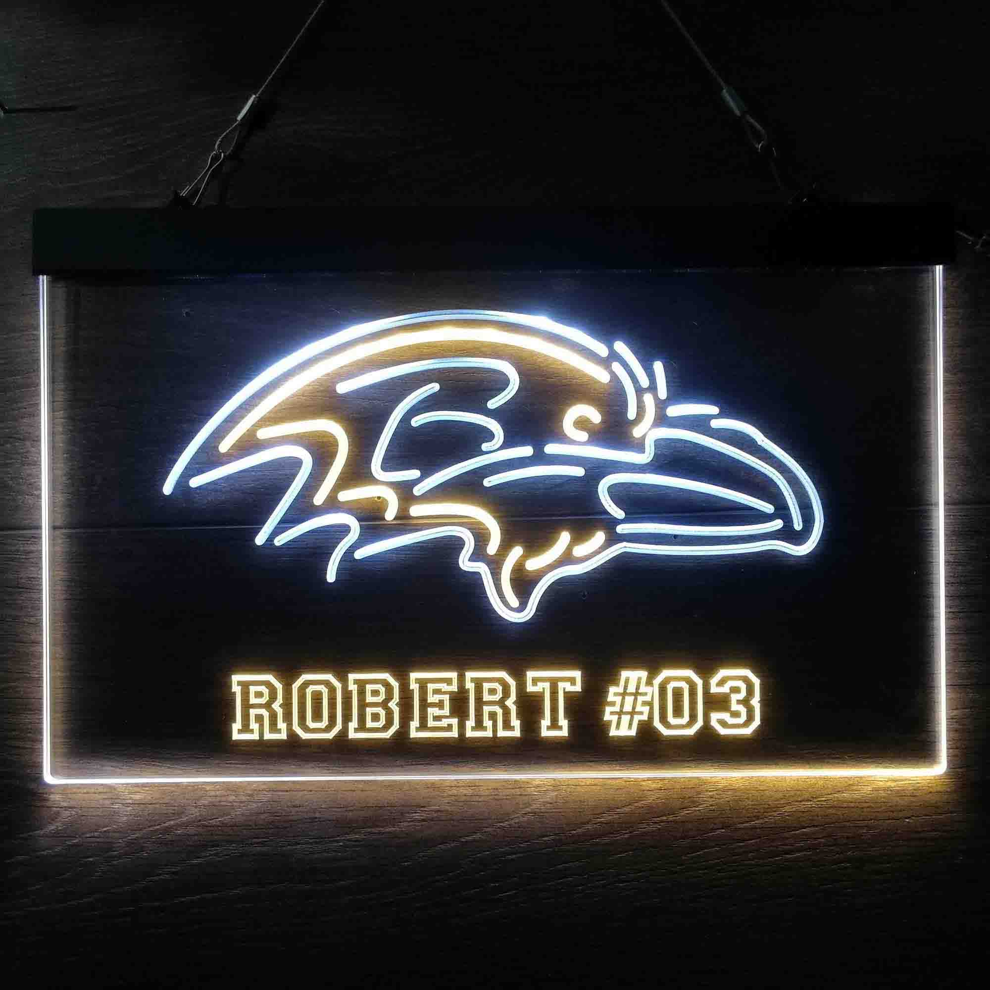 Personalized Baltimore Ravens Team Number Neon-Like LED Sign - ProLedSign