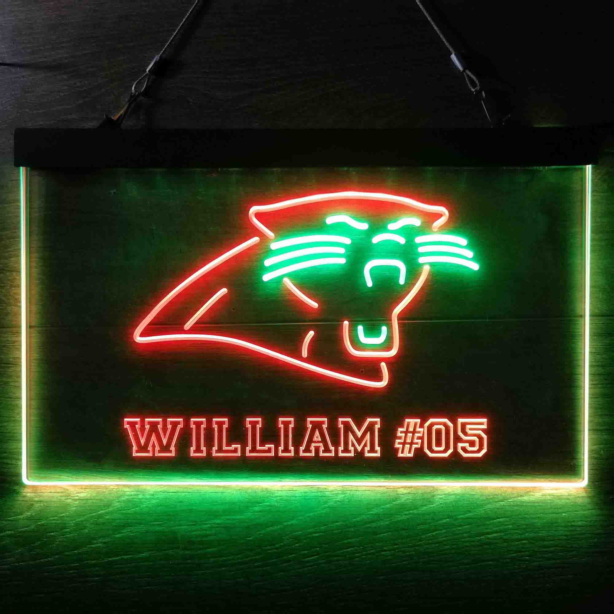 Personalized Carolina Panthers Team Number Neon-Like LED Sign - ProLedSign