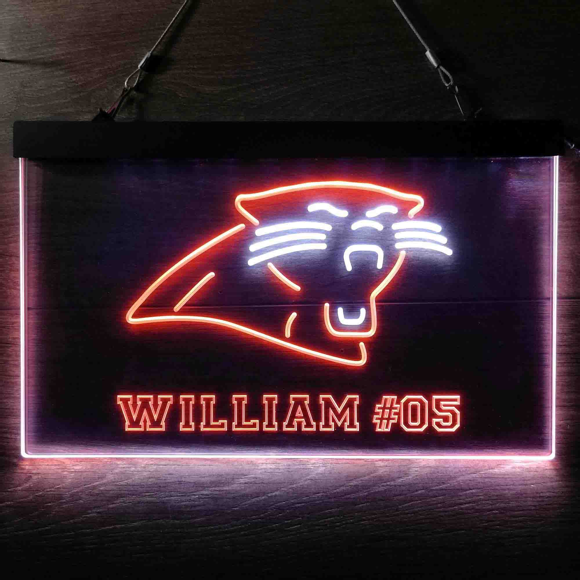 Personalized Carolina Panthers Team Number Neon-Like LED Sign