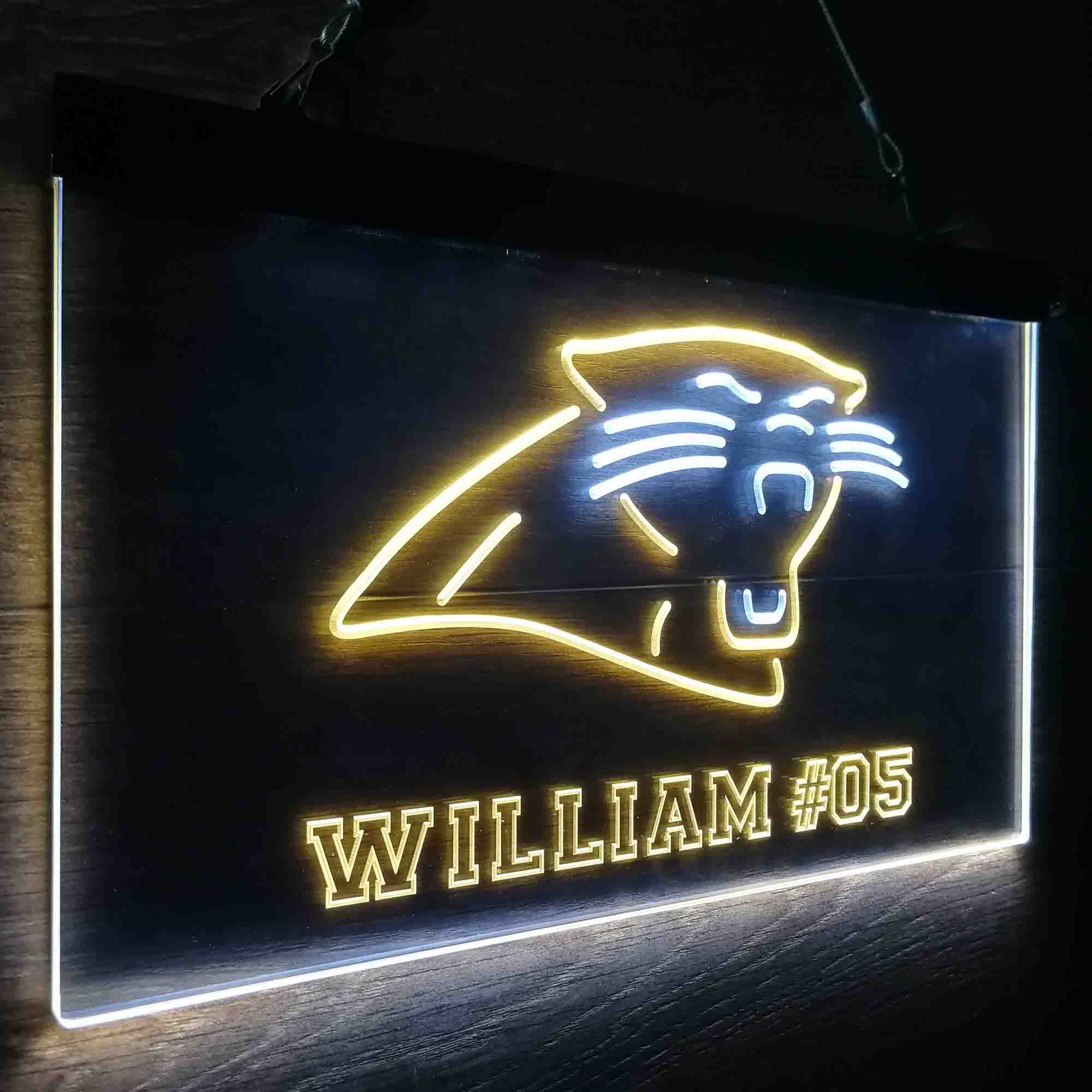 Personalized Carolina Panthers Team Number Neon-Like LED Sign - ProLedSign