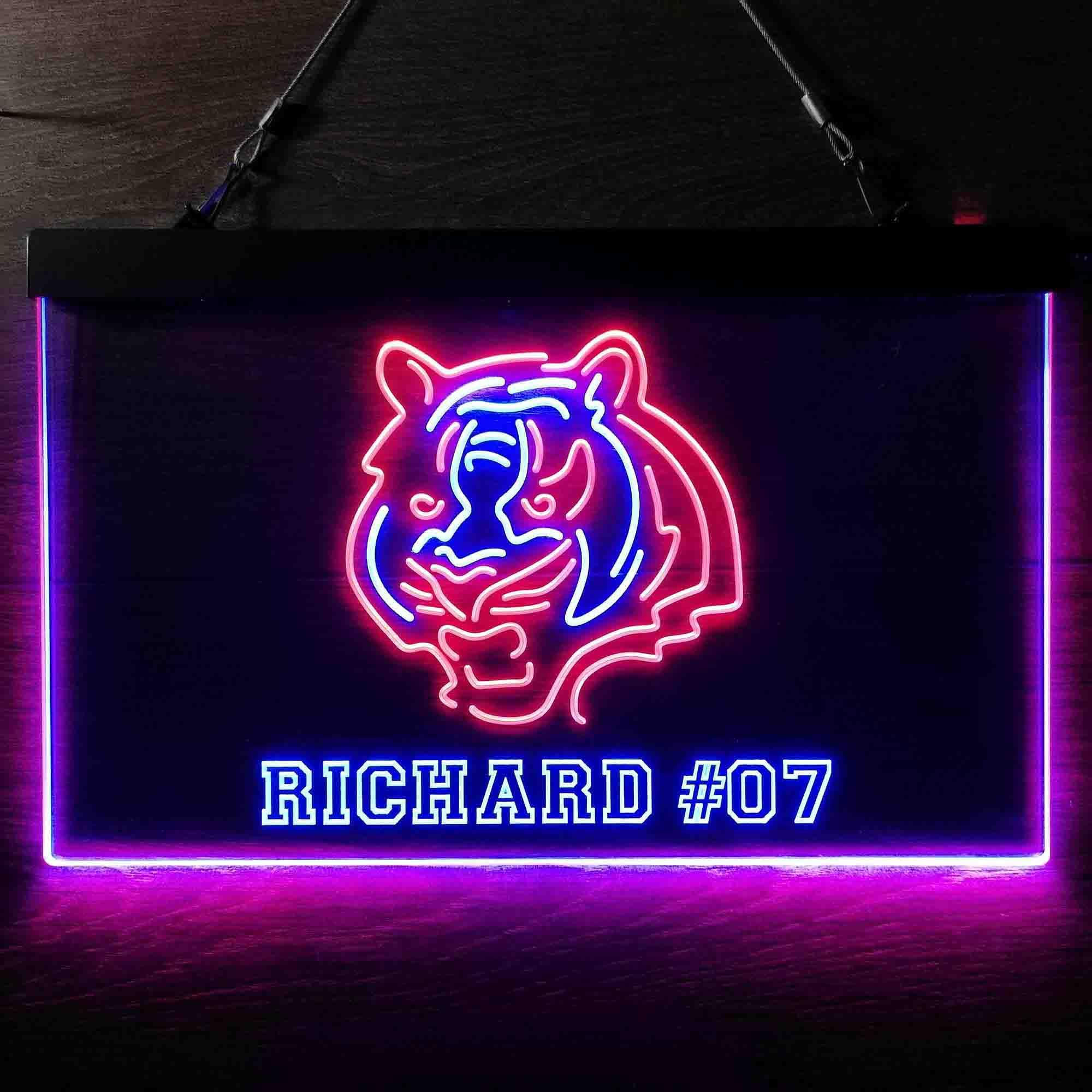 Personalized Cincinnati Bengals Team Number Neon-Like LED Sign