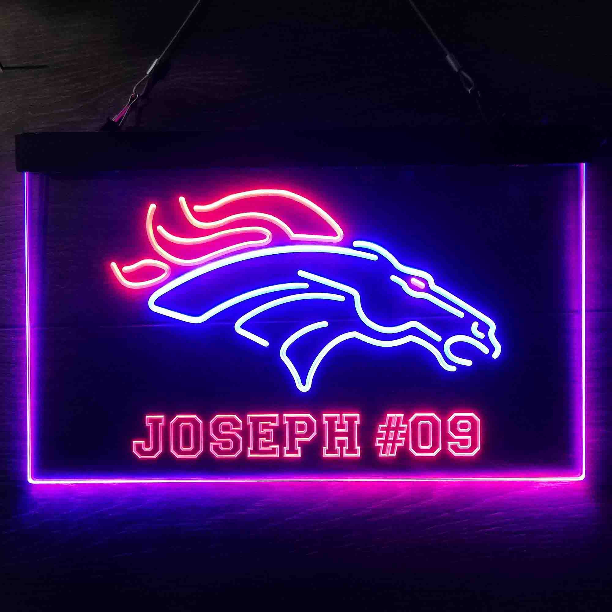 Personalized Denver Broncos Team Number Neon-Like LED Sign