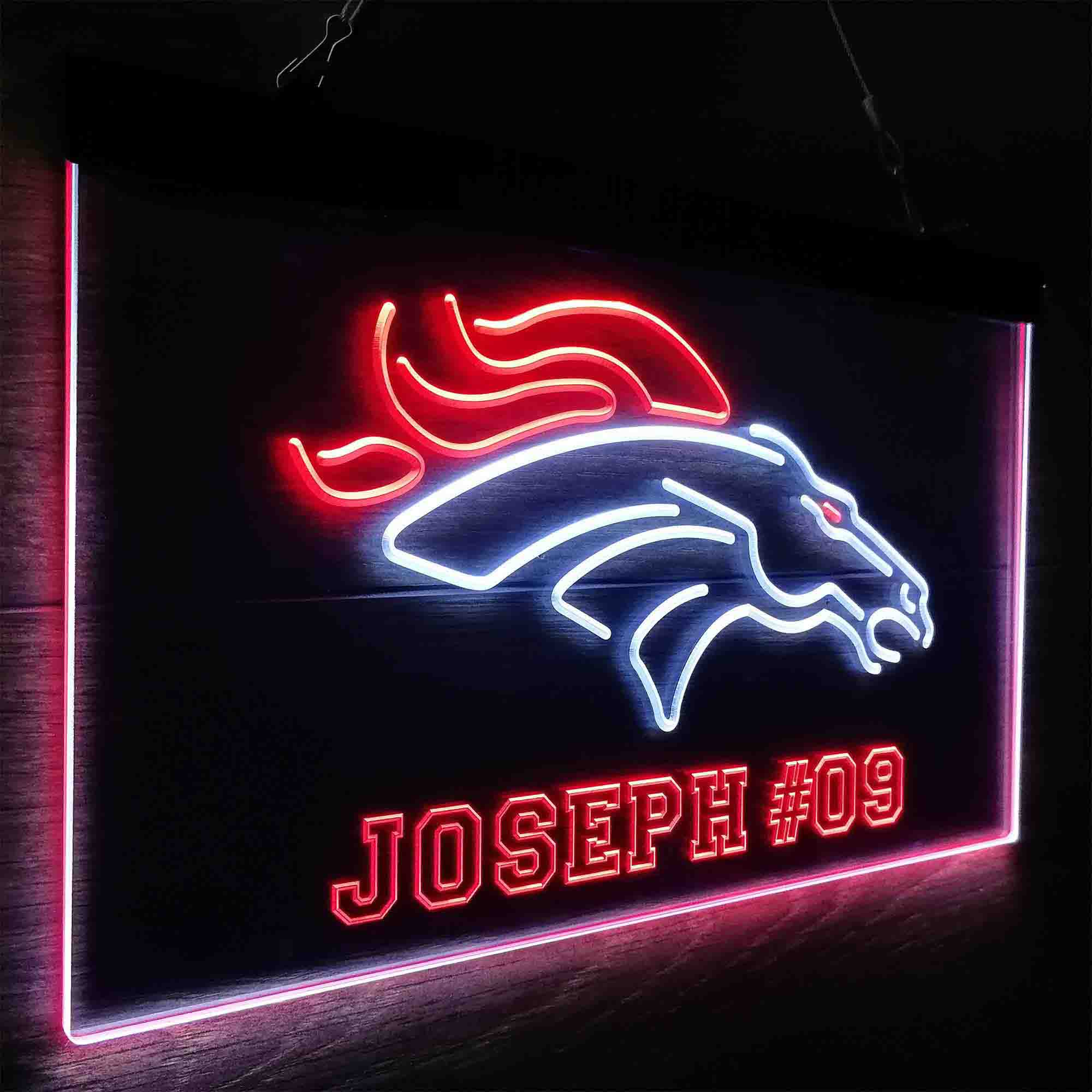 Personalized Denver Broncos Team Number Neon-Like LED Sign - ProLedSign