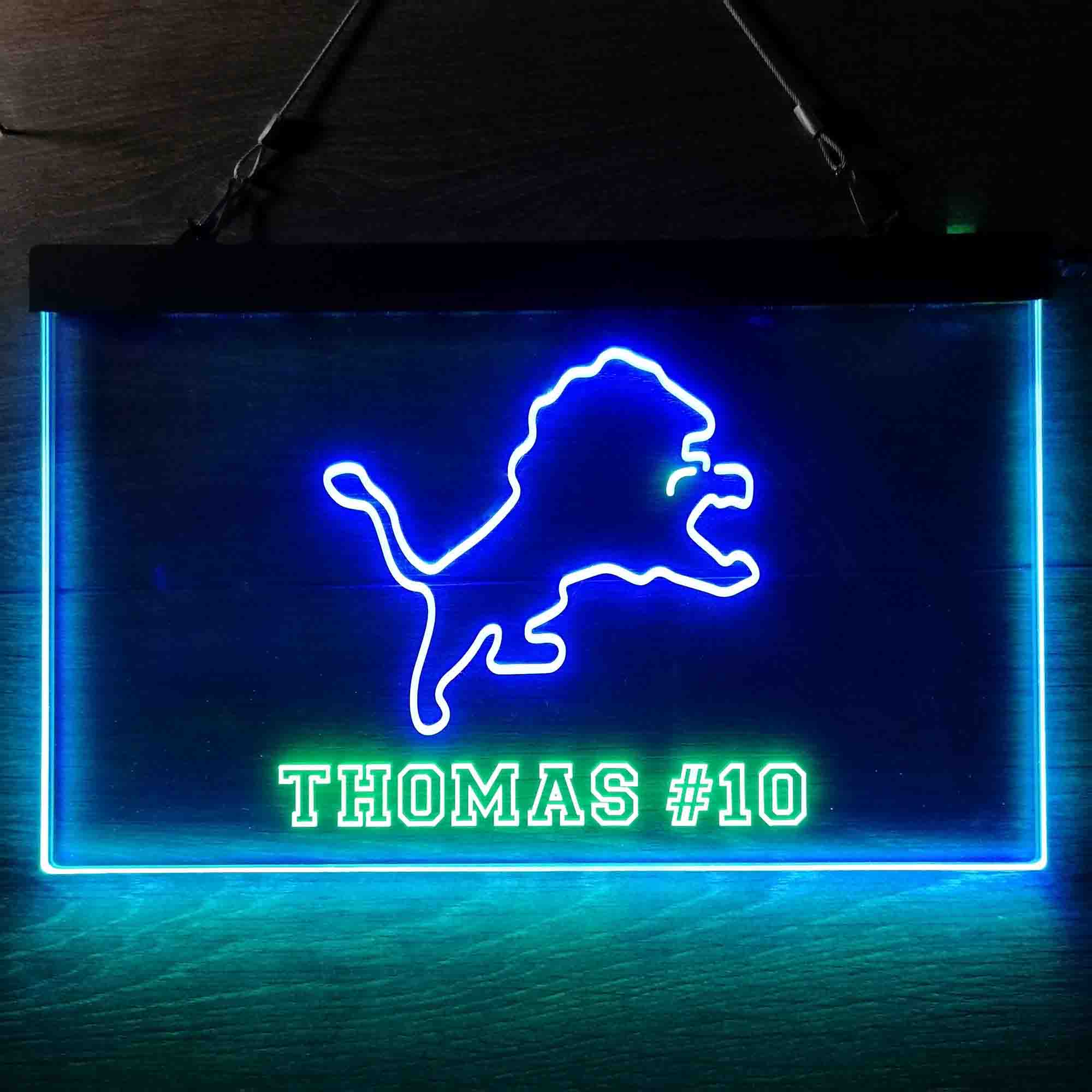 Personalized Detroit Lions Team Number Neon-Like LED Sign - ProLedSign
