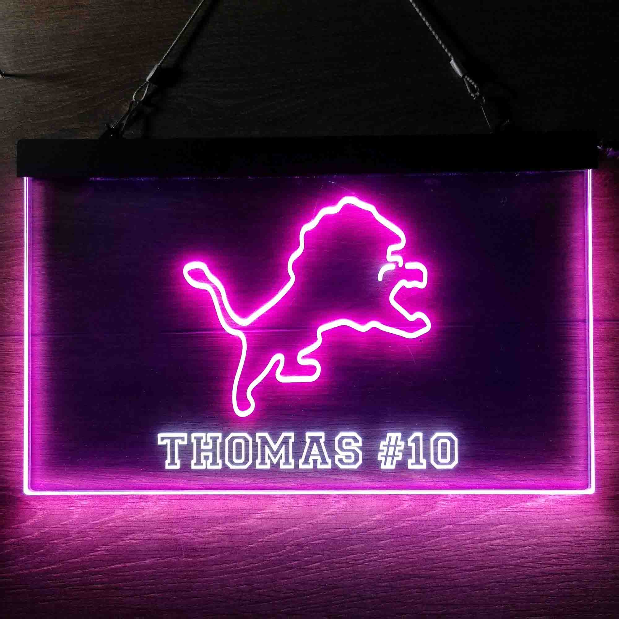 Personalized Detroit Lions Team Number Neon-Like LED Sign - ProLedSign