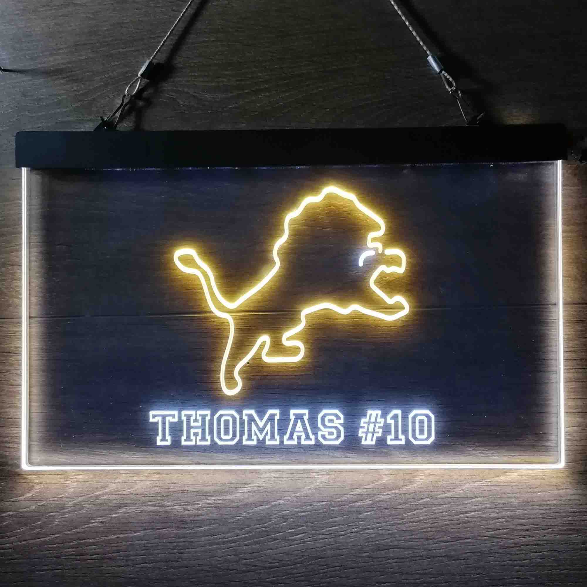 Personalized Detroit Lions Team Number Neon-Like LED Sign