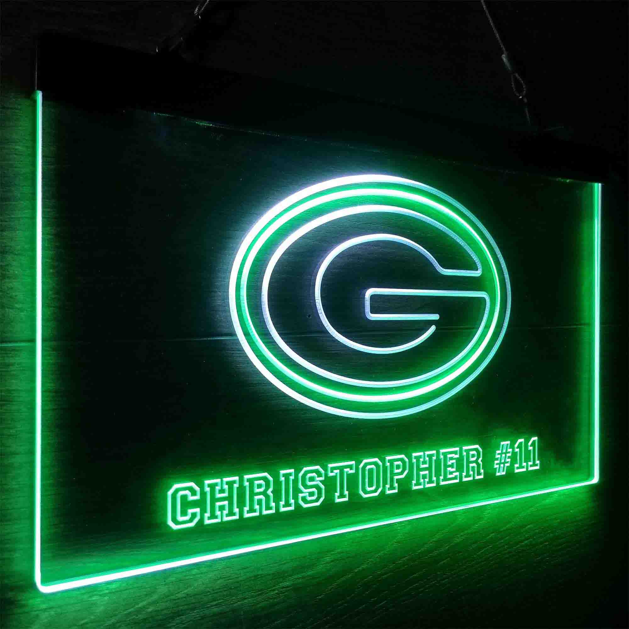 Personalized Green Bay Packers Team Number Neon-Like LED Sign - ProLedSign