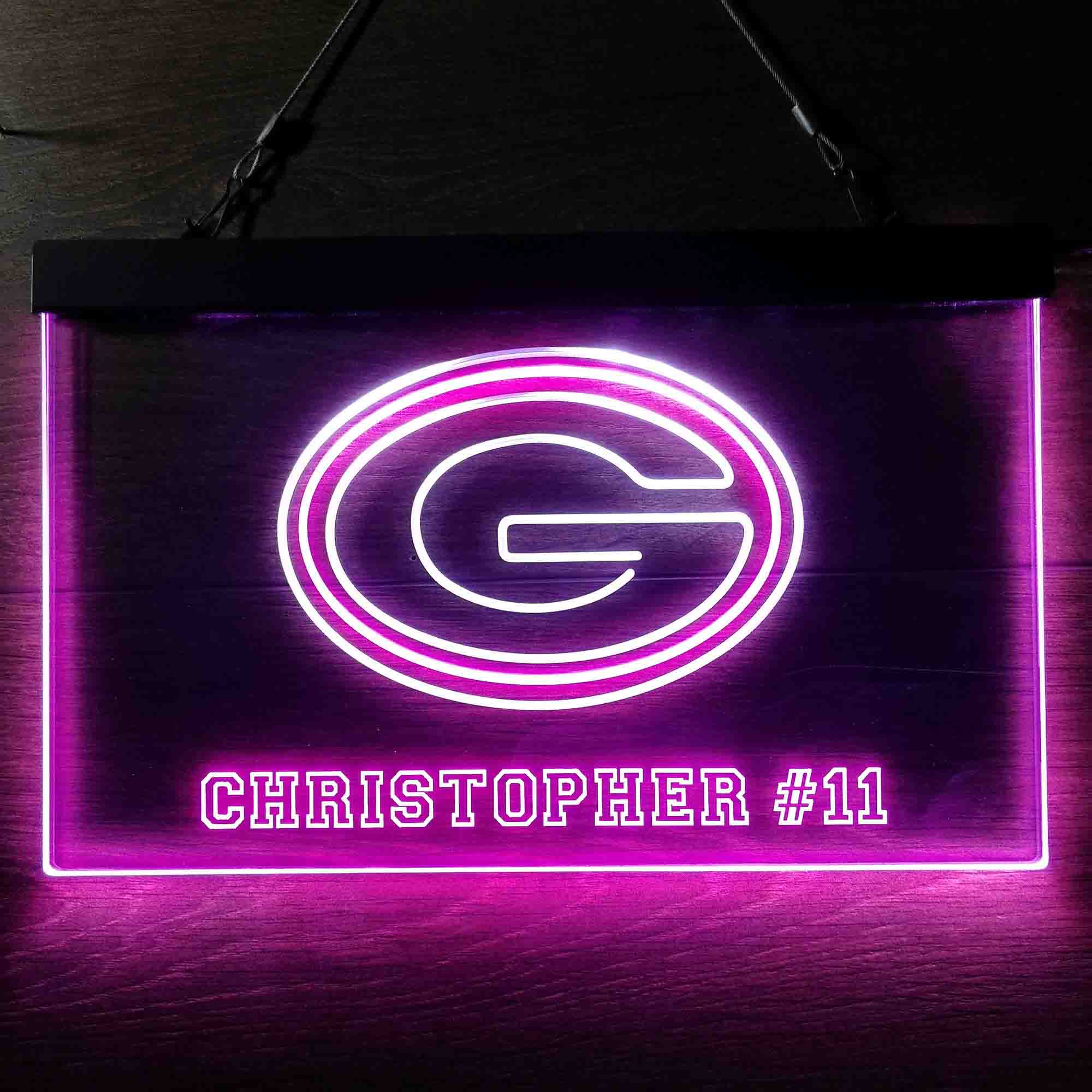 Personalized Green Bay Packers Team Number Neon-Like LED Sign