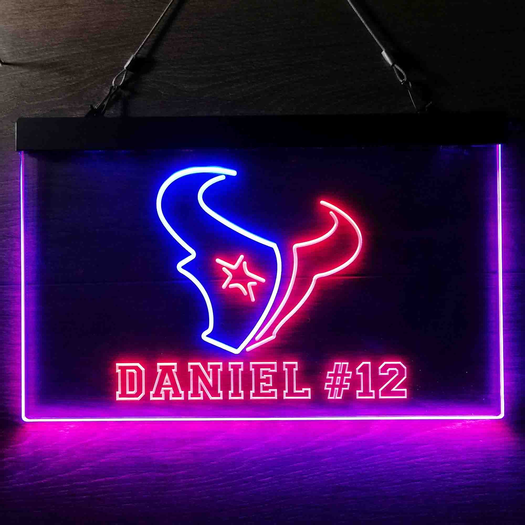 Personalized Houston Texans Team Number Neon-Like LED Sign - ProLedSign