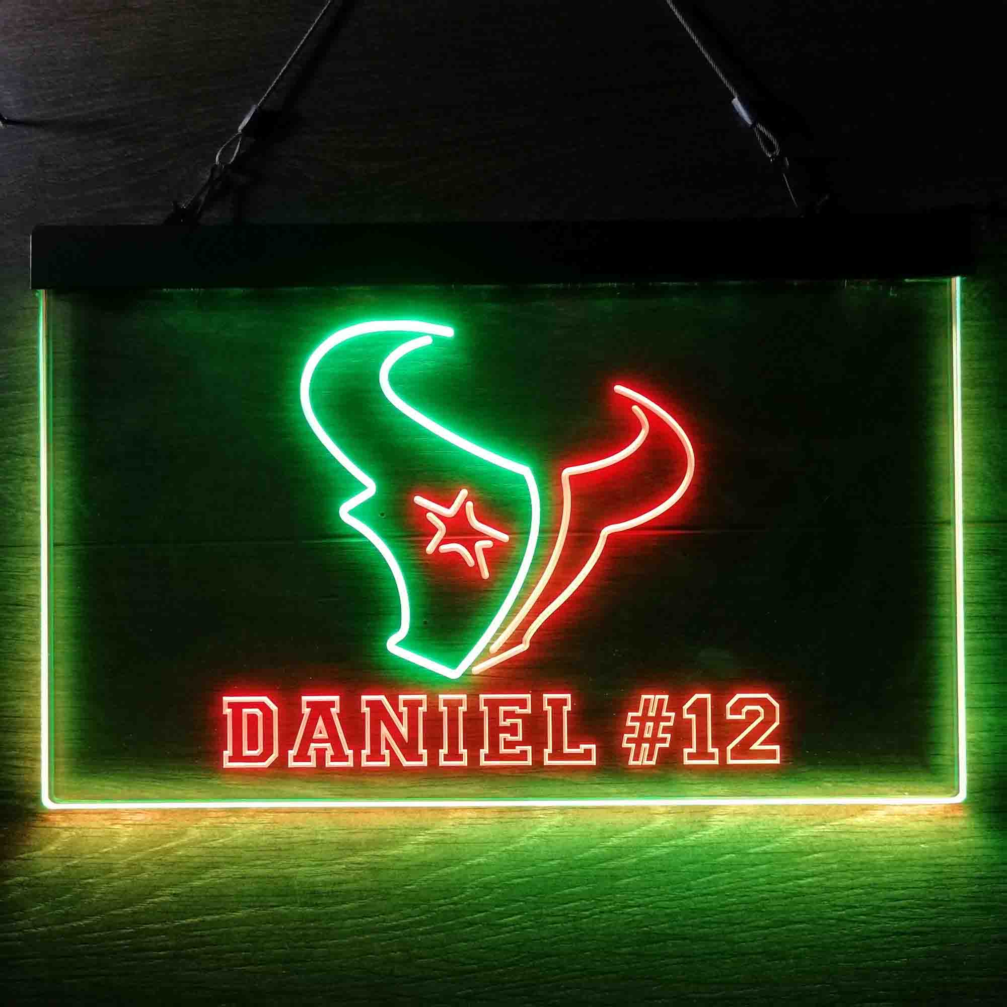 Personalized Houston Texans Team Number Neon-Like LED Sign - ProLedSign