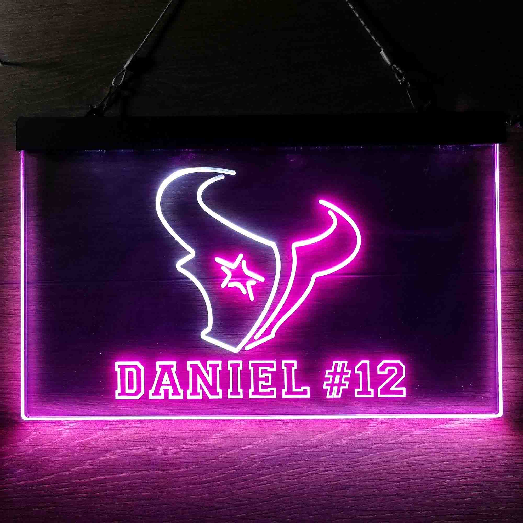 Personalized Houston Texans Team Number Neon-Like LED Sign