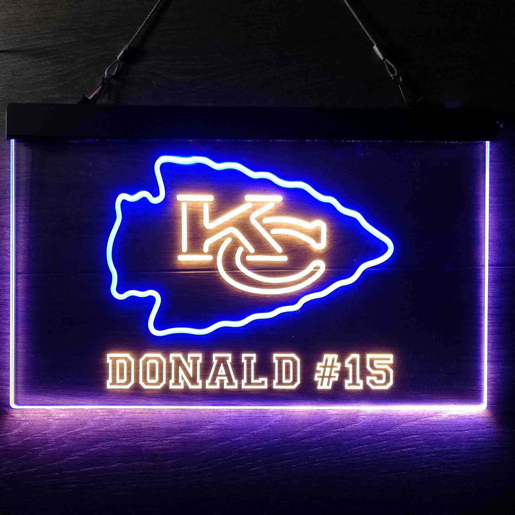 Personalized Kansas City Chiefs Team Number Neon-Like LED Sign