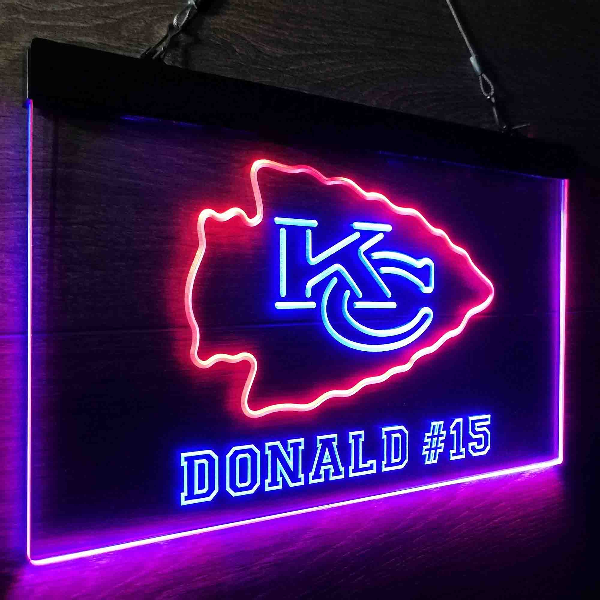 Personalized Kansas City Chiefs Team Number Neon-Like LED Sign - ProLedSign