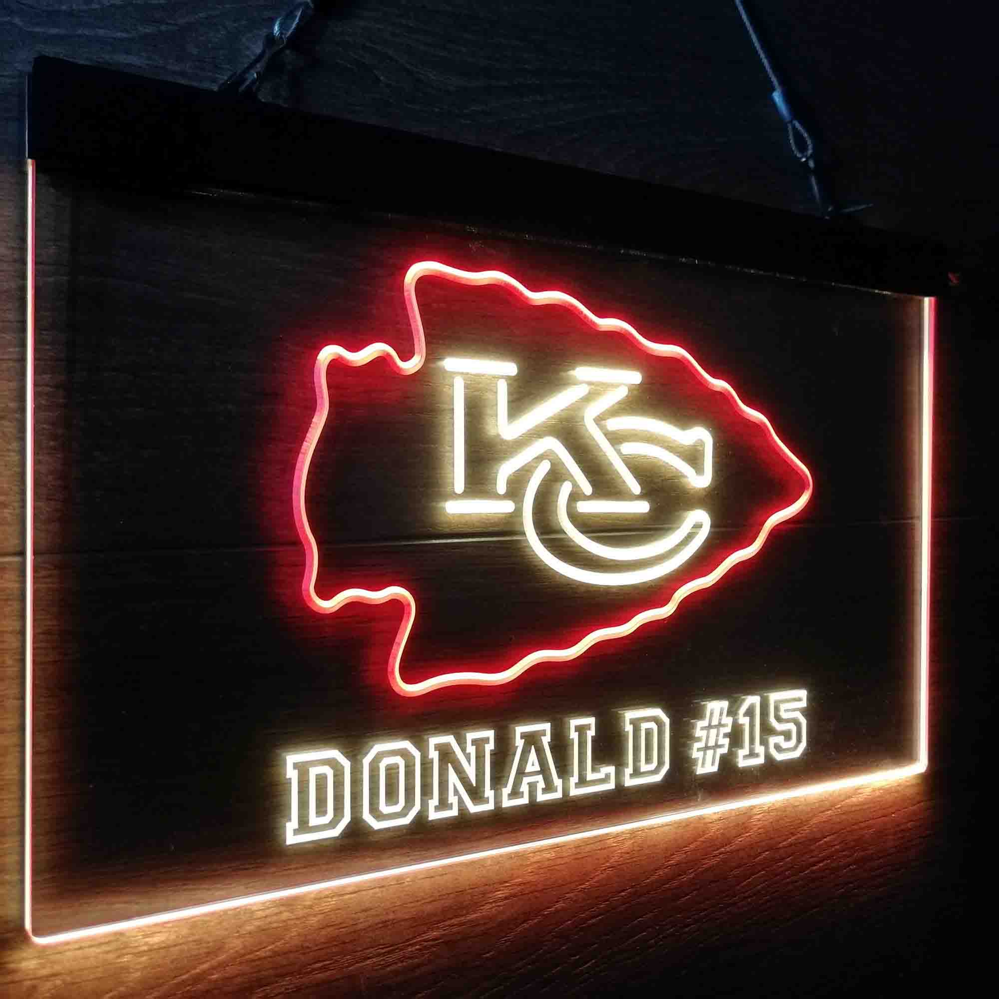 Personalized Kansas City Chiefs Team Number Neon-Like LED Sign - ProLedSign