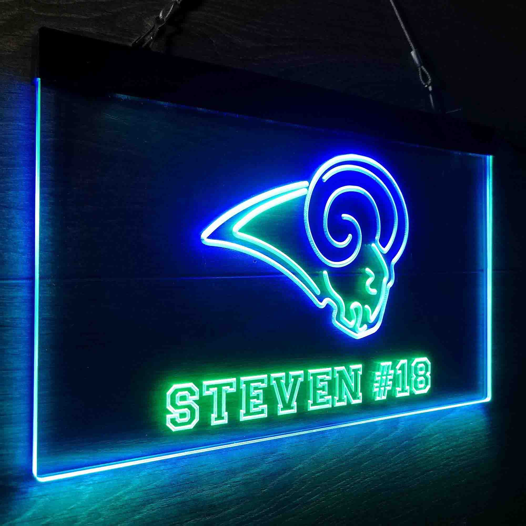 Personalized Los Angeles Rams Team Number Neon-Like LED Sign - ProLedSign