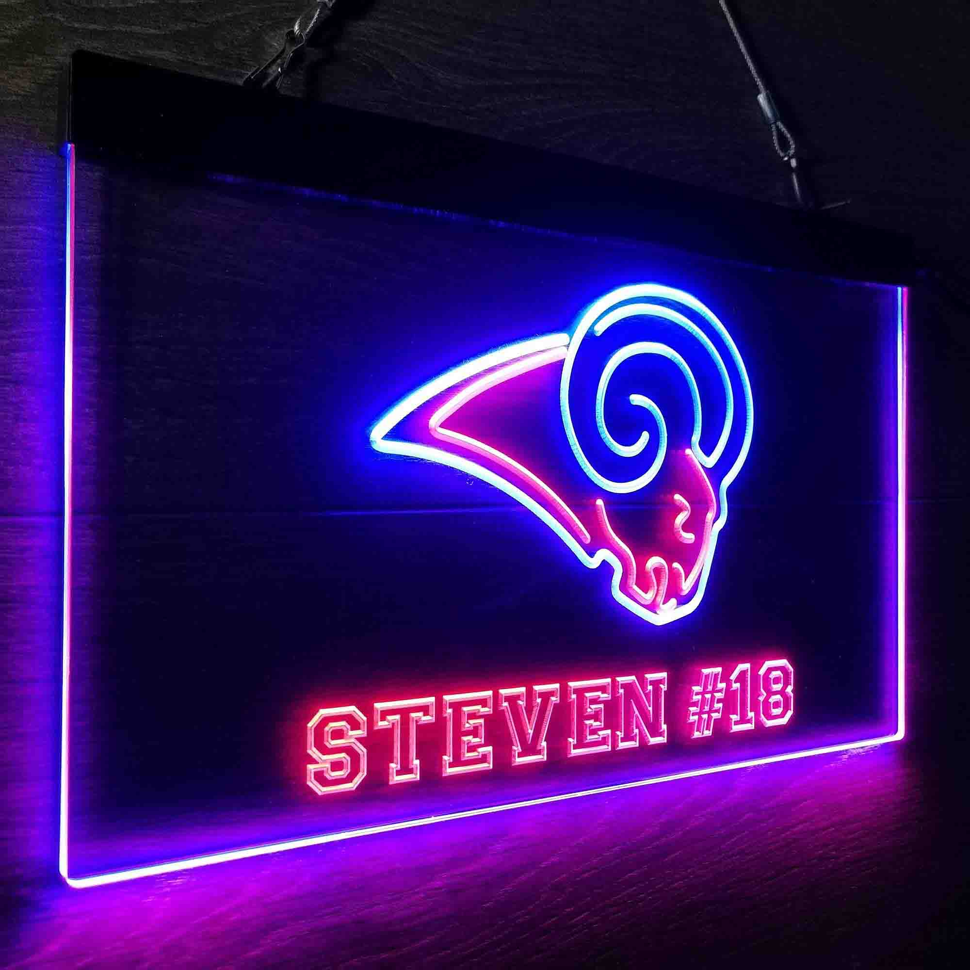 Personalized Los Angeles Rams Team Number Neon-Like LED Sign - ProLedSign