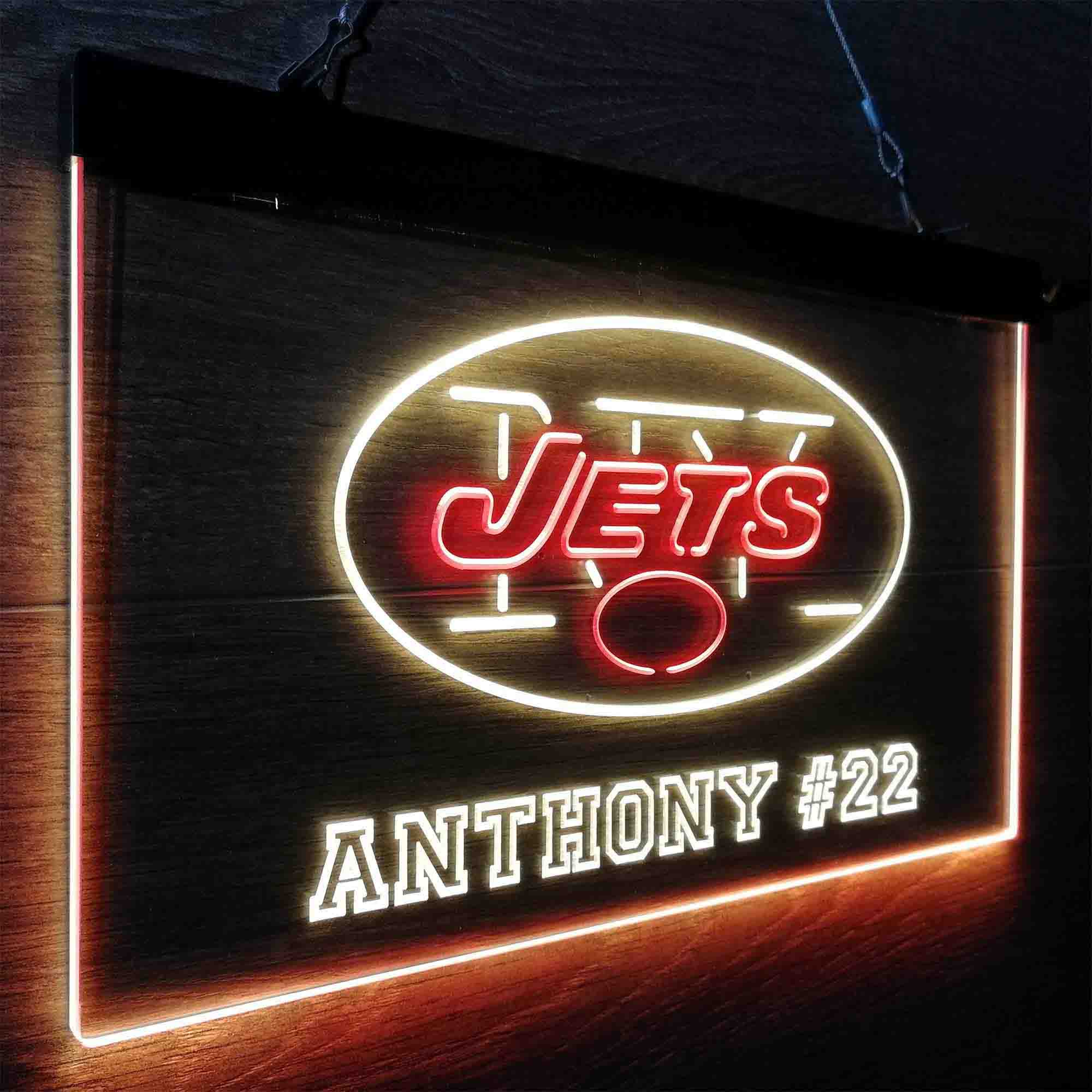 Personalized New York Jets Team Number Neon-Like LED Sign - ProLedSign