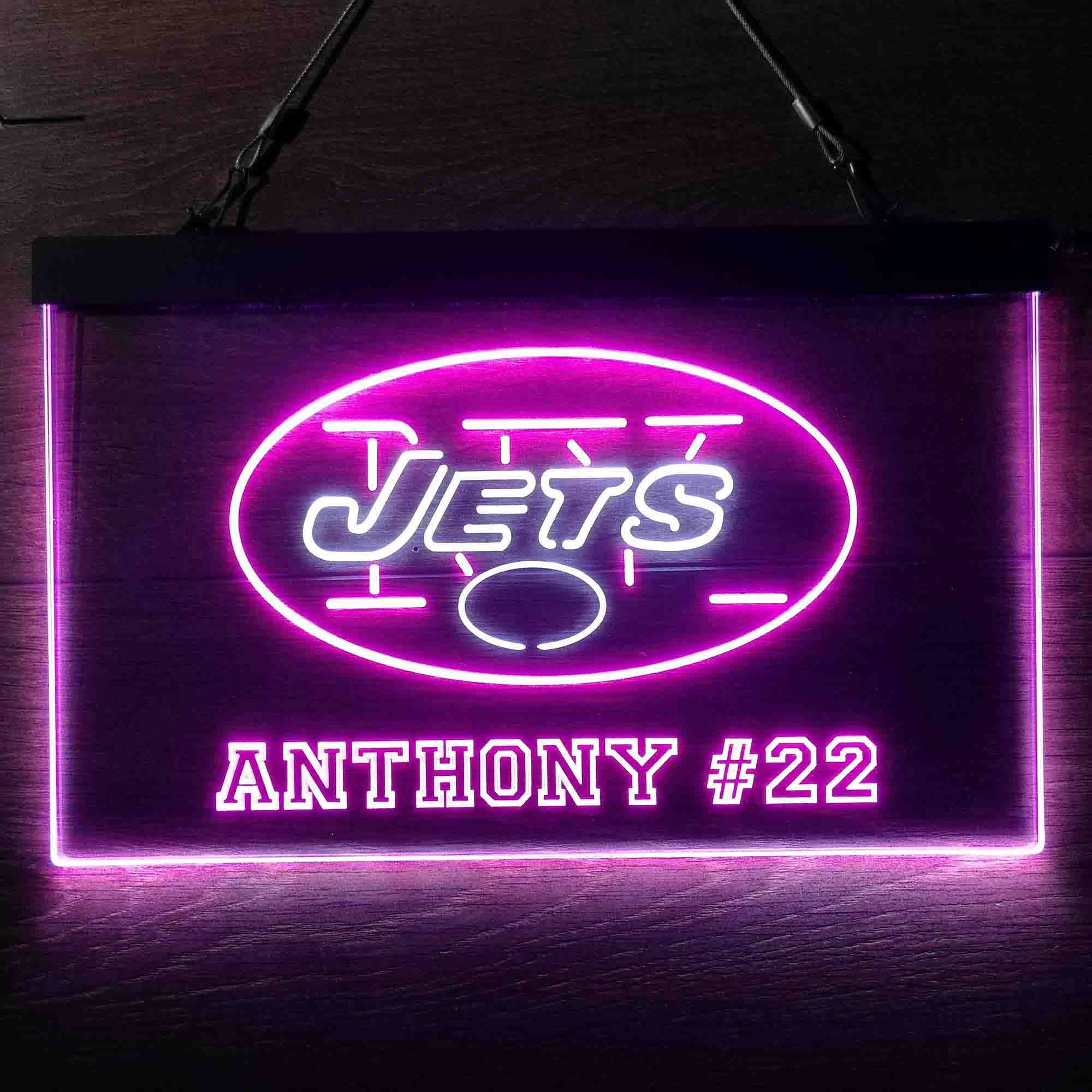 Personalized New York Jets Team Number Neon-Like LED Sign