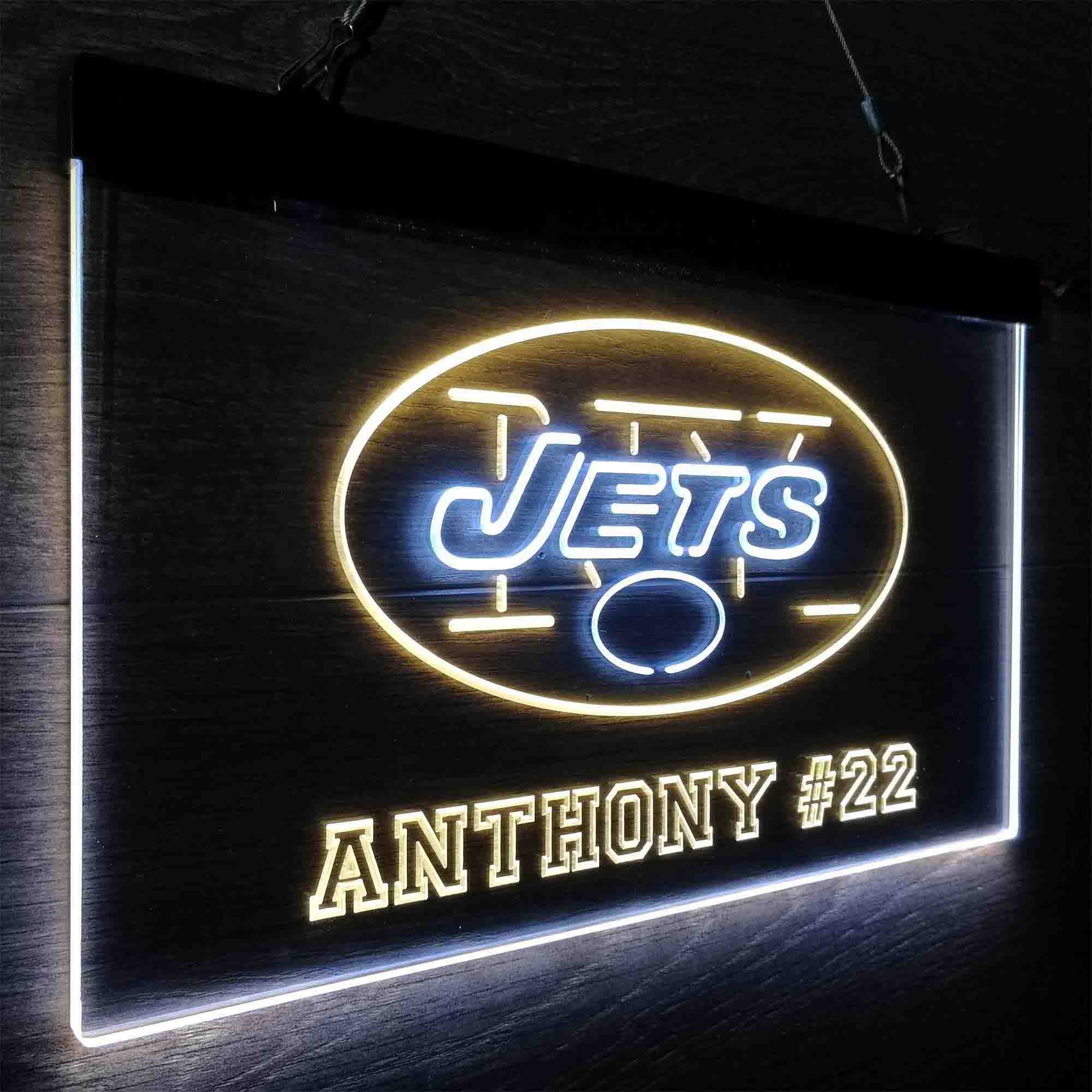 Personalized New York Jets Team Number Neon-Like LED Sign - ProLedSign