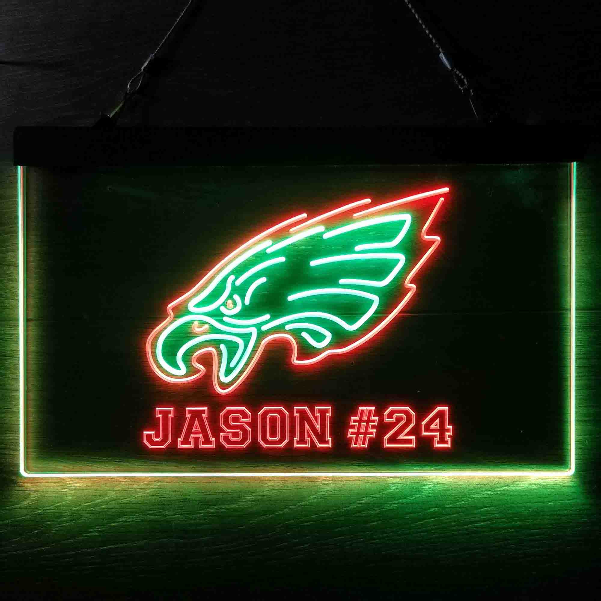 Personalized Philadelphia Eagles Team Number Neon-Like LED Sign - ProLedSign